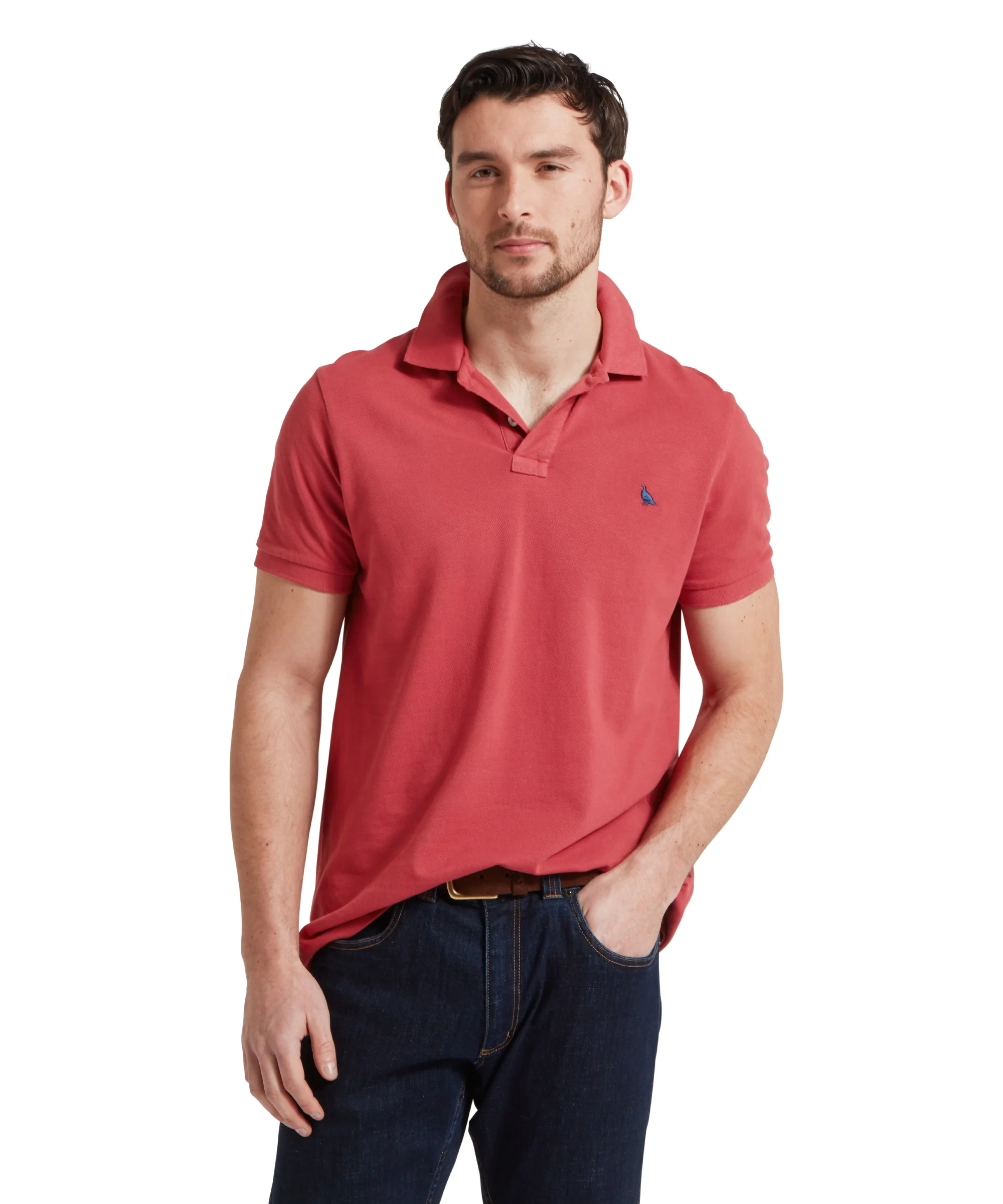 St Ives Garment Dyed Polo Shirt - Slate Red - Image 3