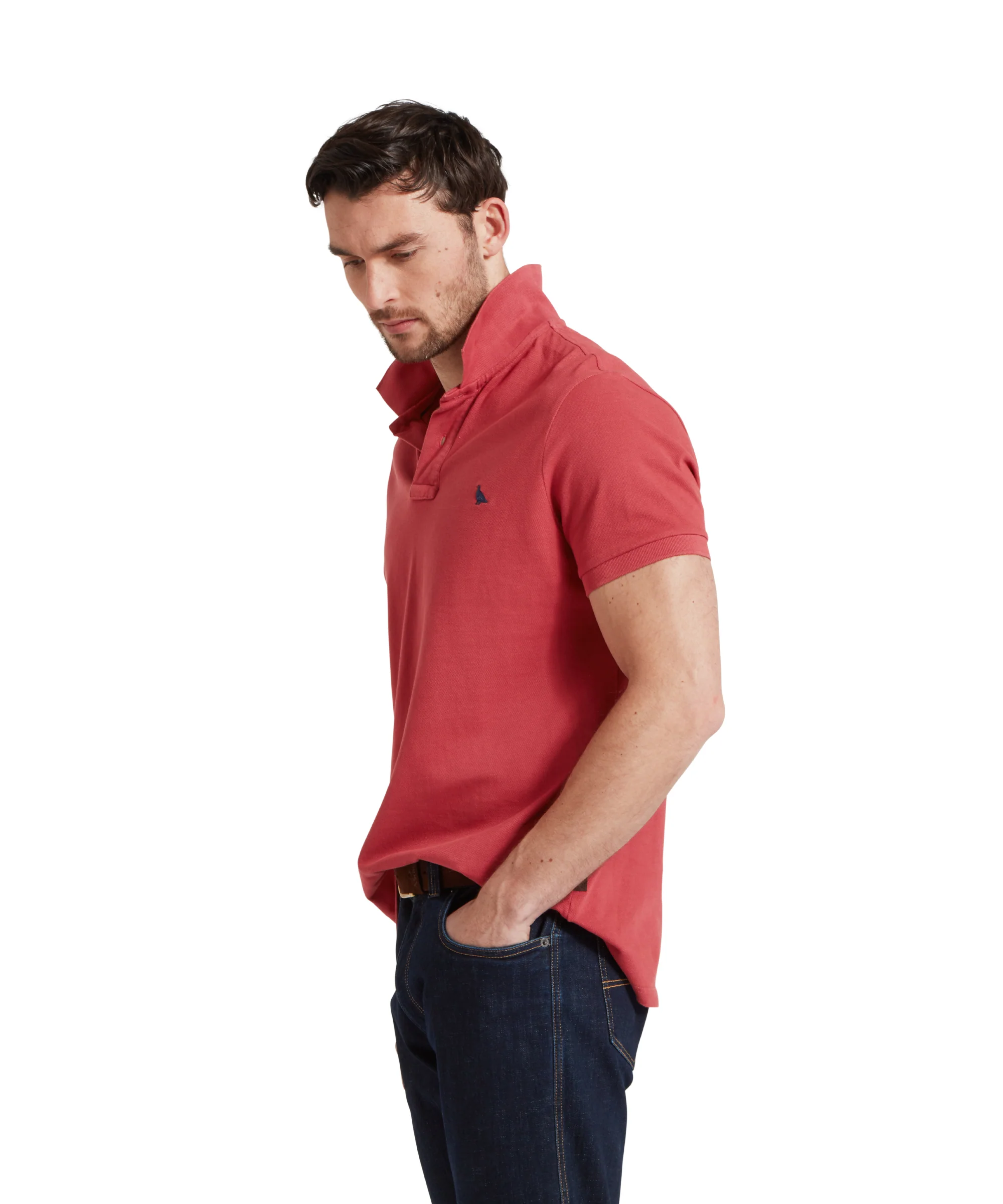 St Ives Garment Dyed Polo Shirt - Slate Red - Image 6