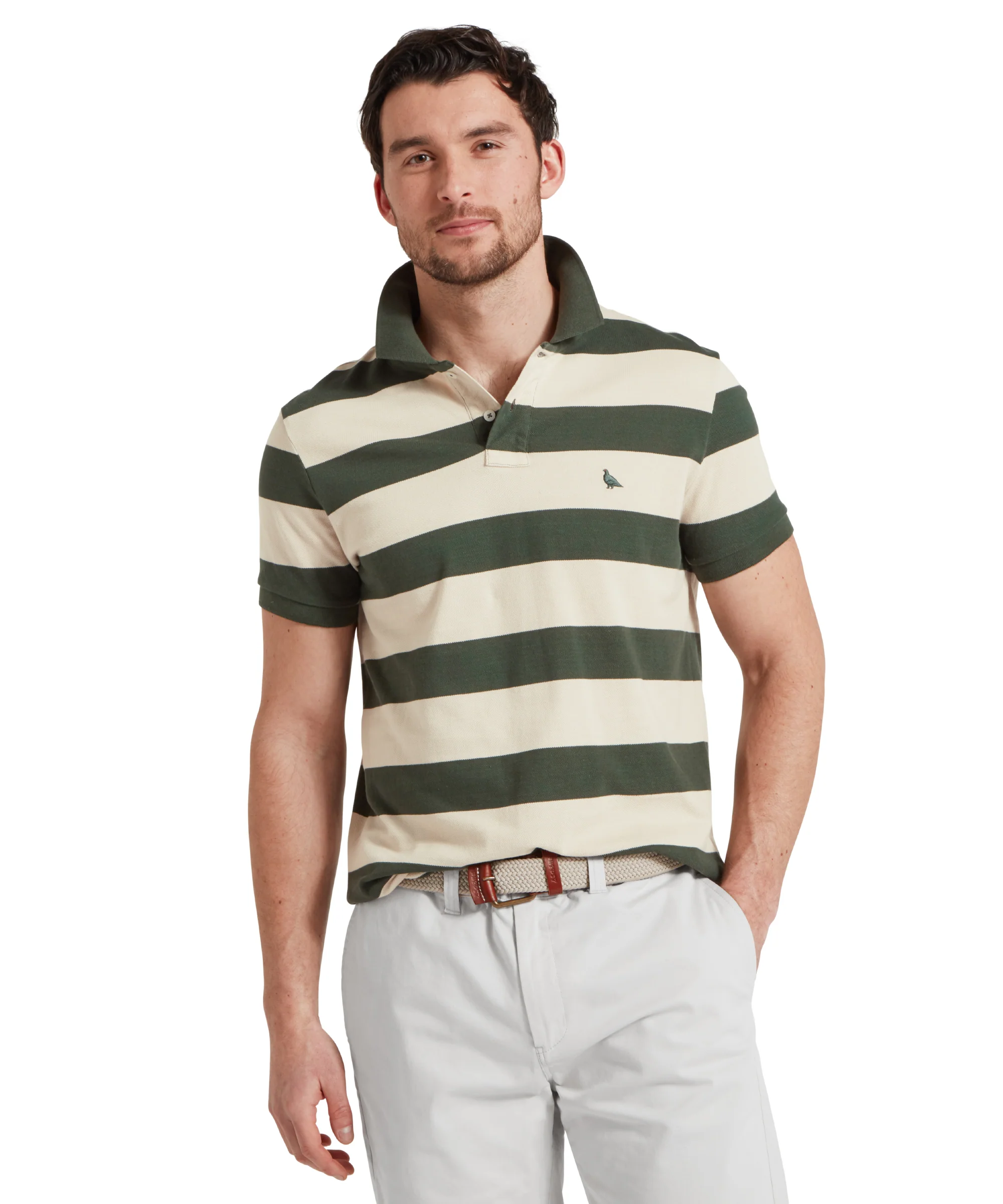 St Ives Heritage Polo Shirt - Green Stripe - Image 3