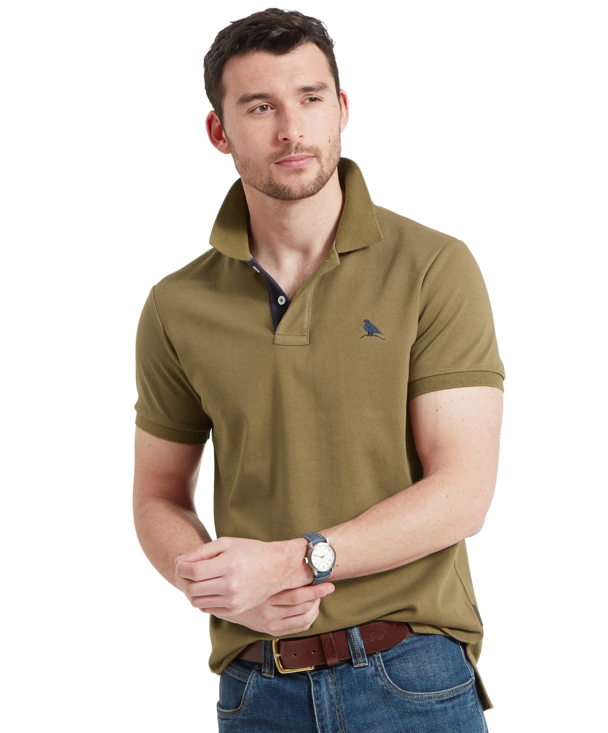 St Ives Jersey Polo Shirt - Dark Khaki Green - Image 2