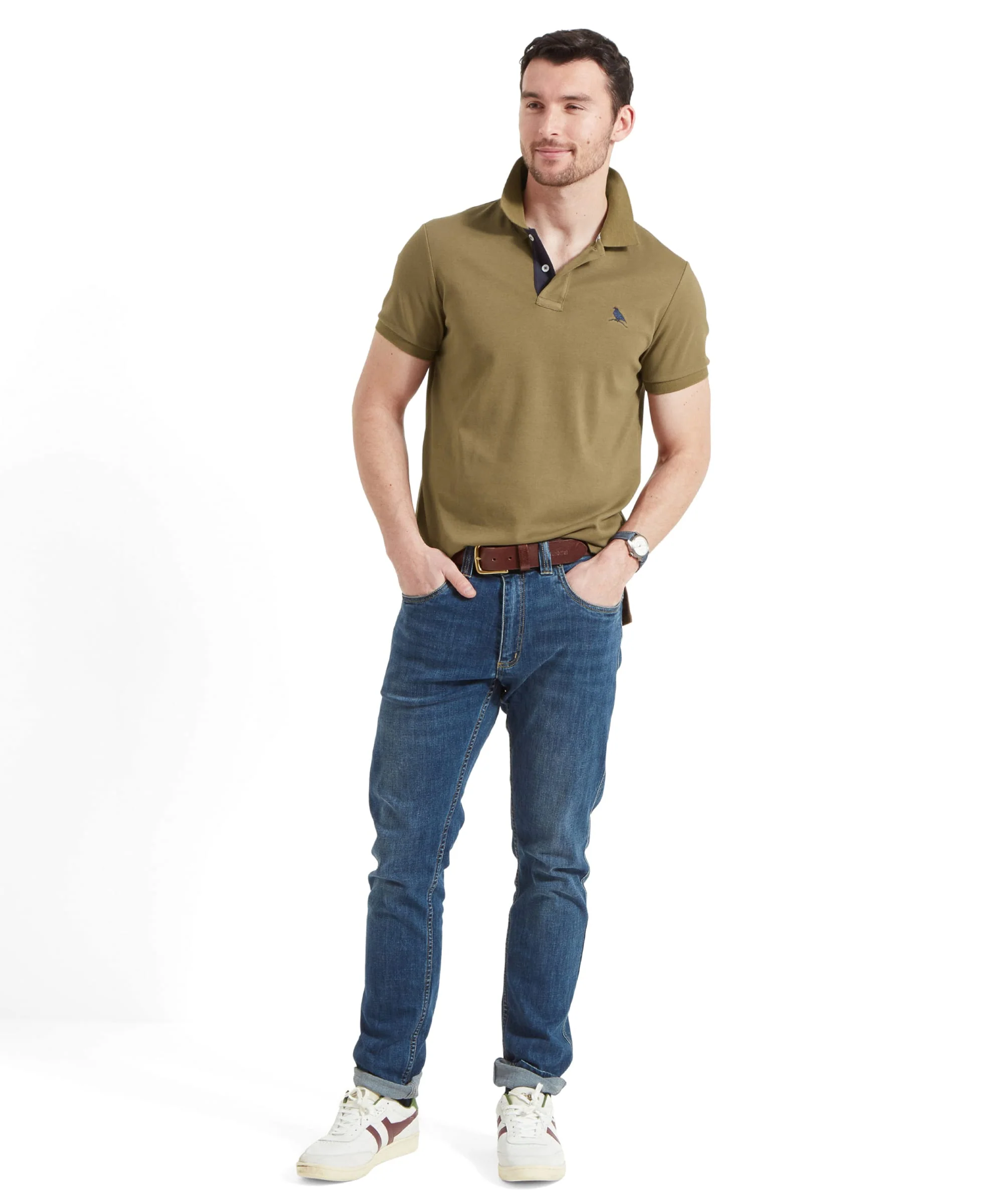 St Ives Jersey Polo Shirt - Dark Khaki Green - Image 3