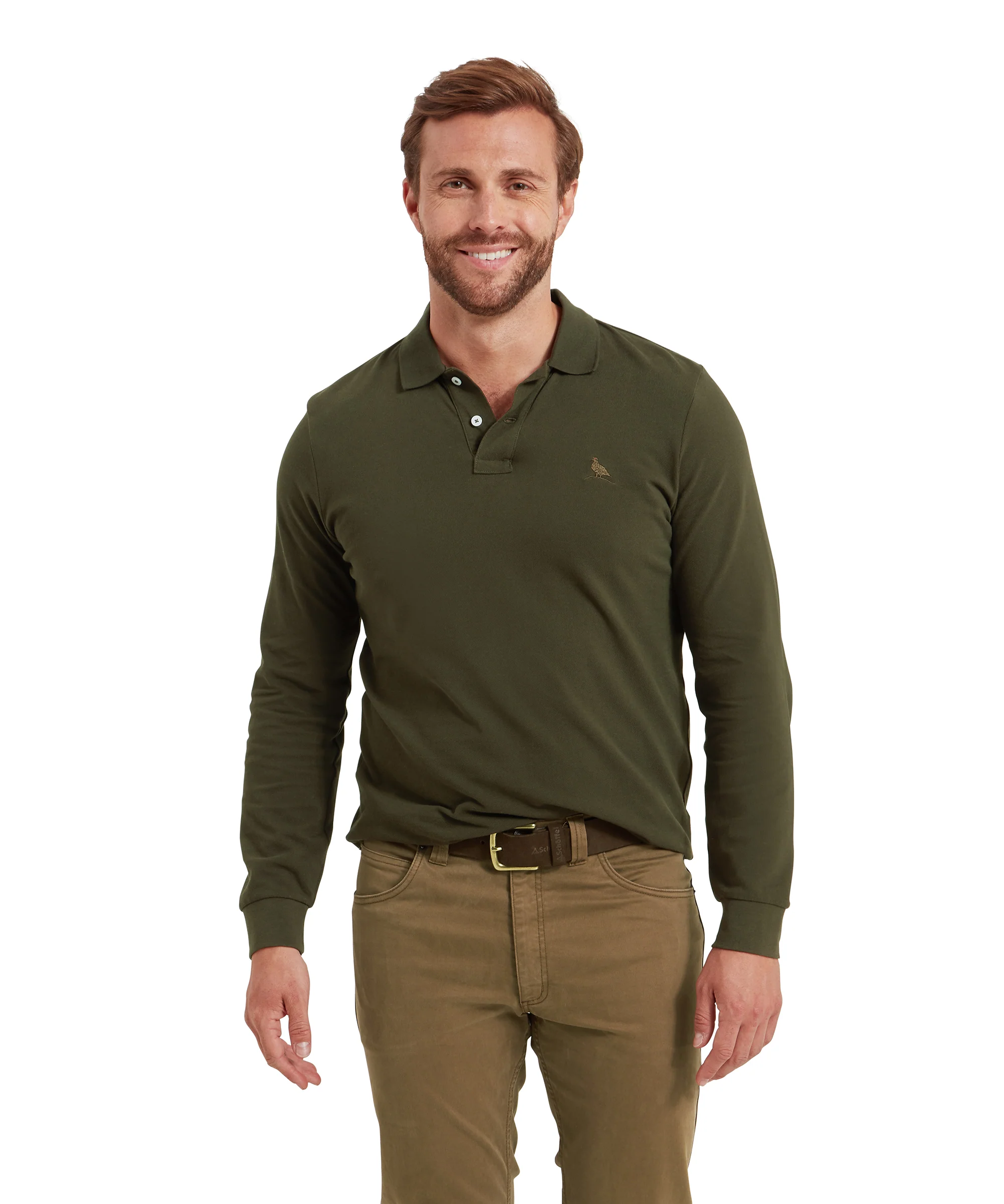 St Ives Long Sleeve Polo Shirt - Forest - Image 2