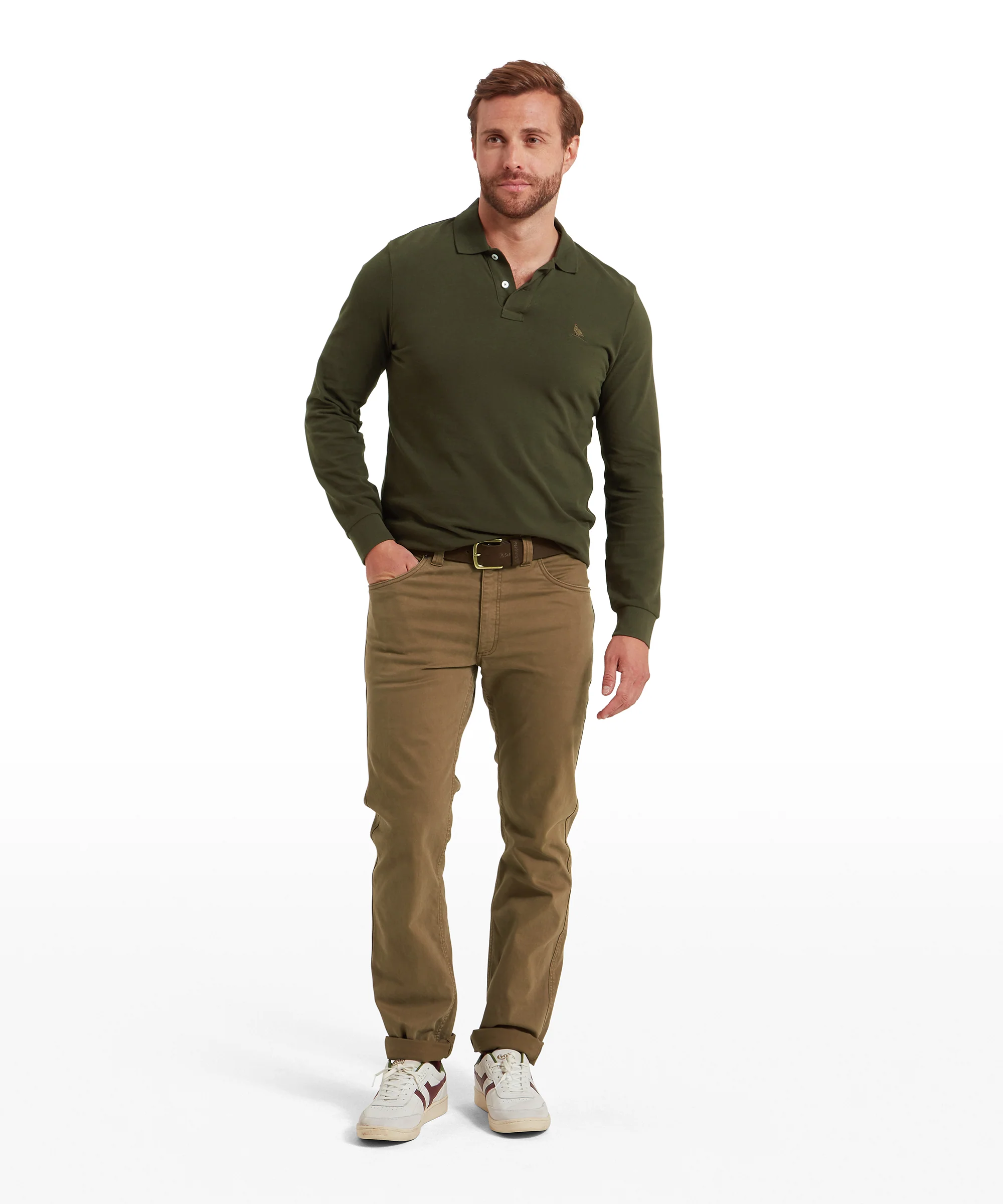 St Ives Long Sleeve Polo Shirt - Forest - Image 3