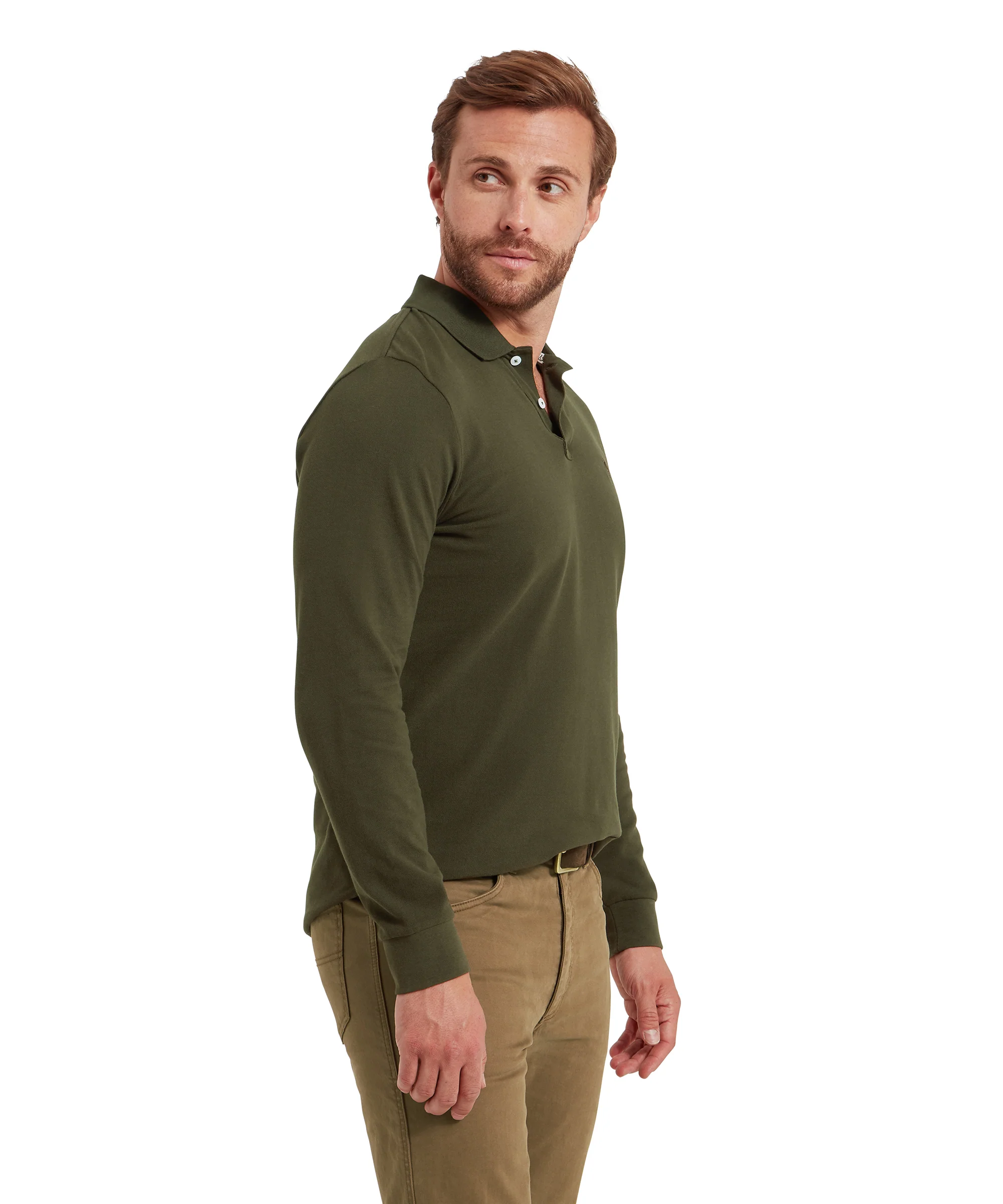 St Ives Long Sleeve Polo Shirt - Forest - Image 4
