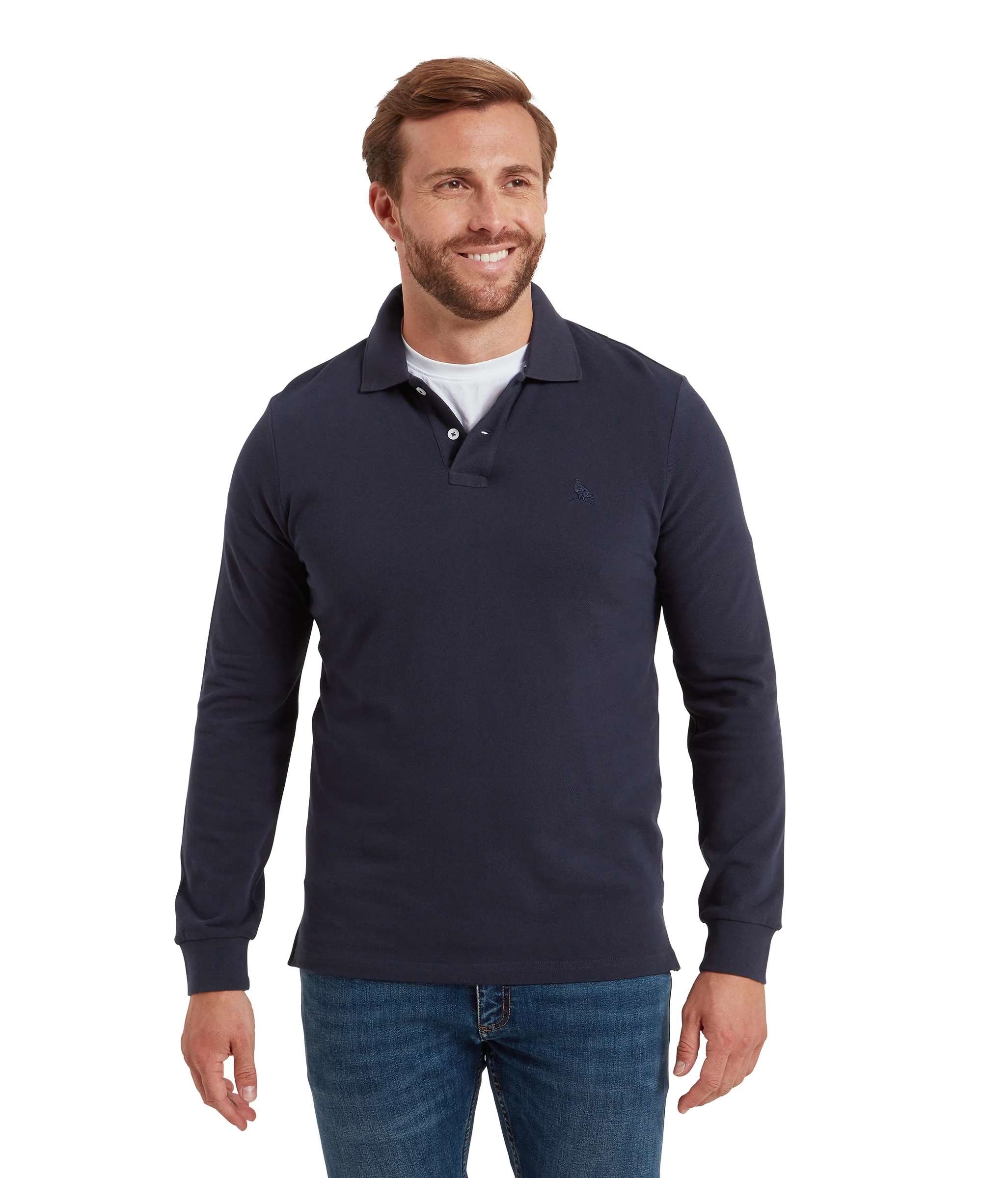 St Ives Long Sleeve Polo Shirt - Navy - Image 2