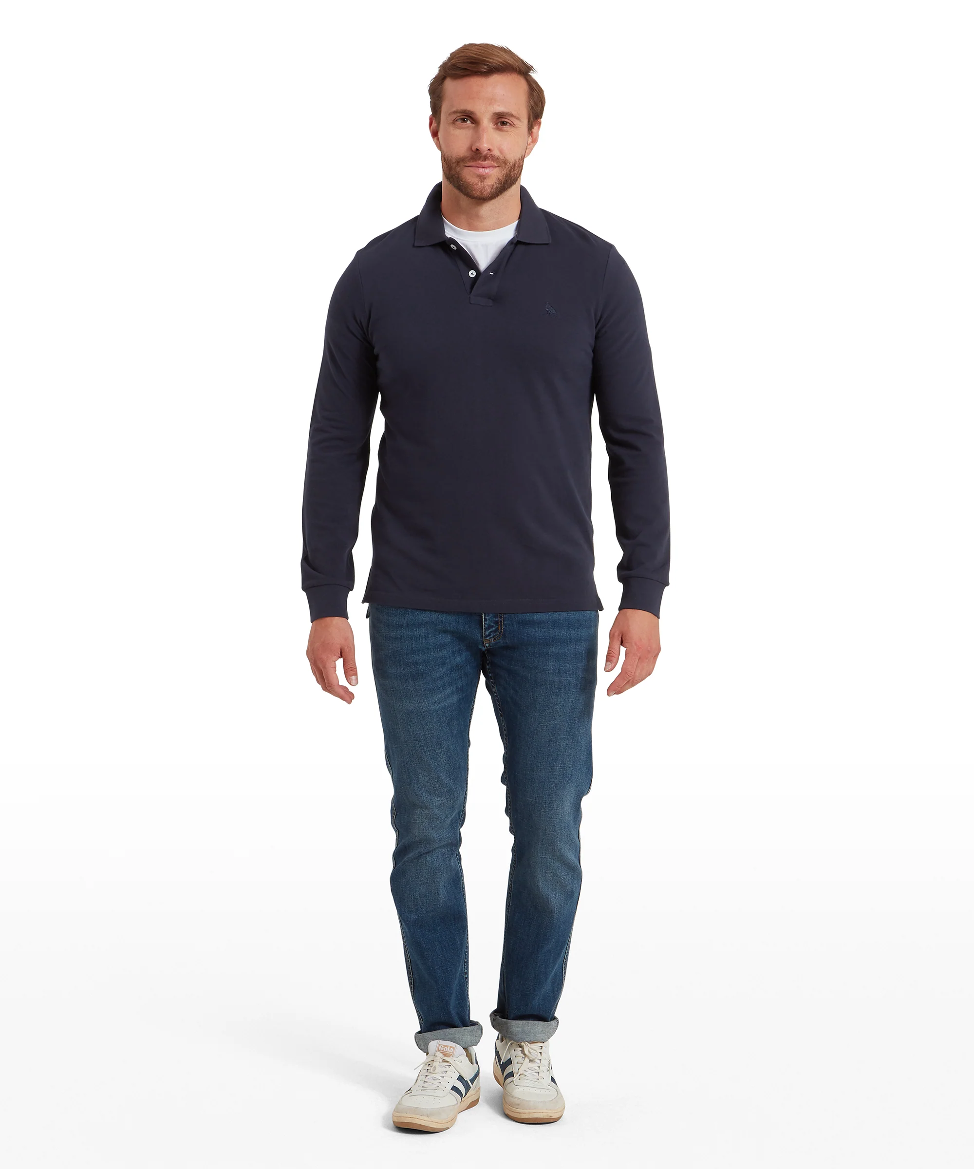 St Ives Long Sleeve Polo Shirt - Navy - Image 3