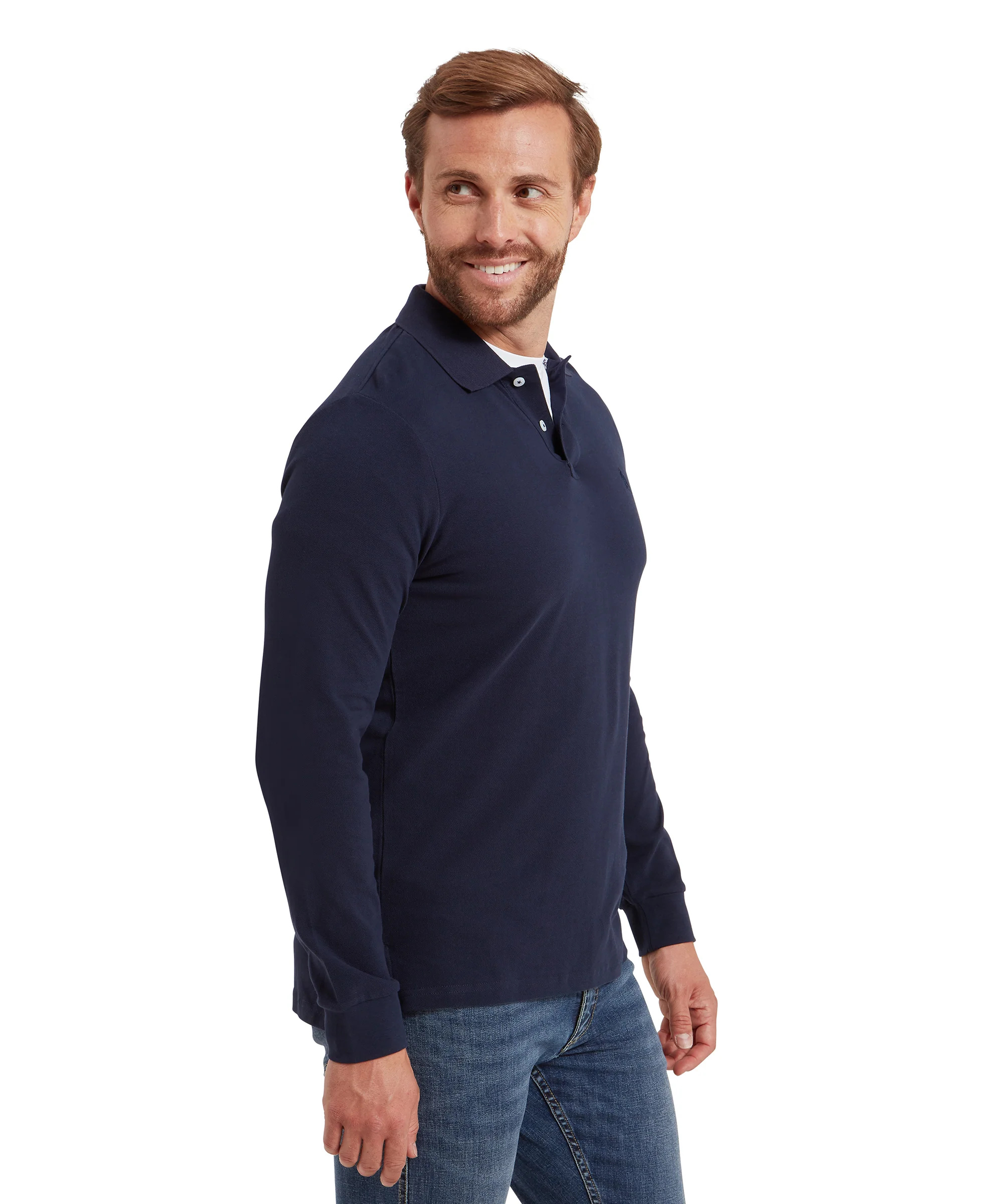 St Ives Long Sleeve Polo Shirt - Navy - Image 4