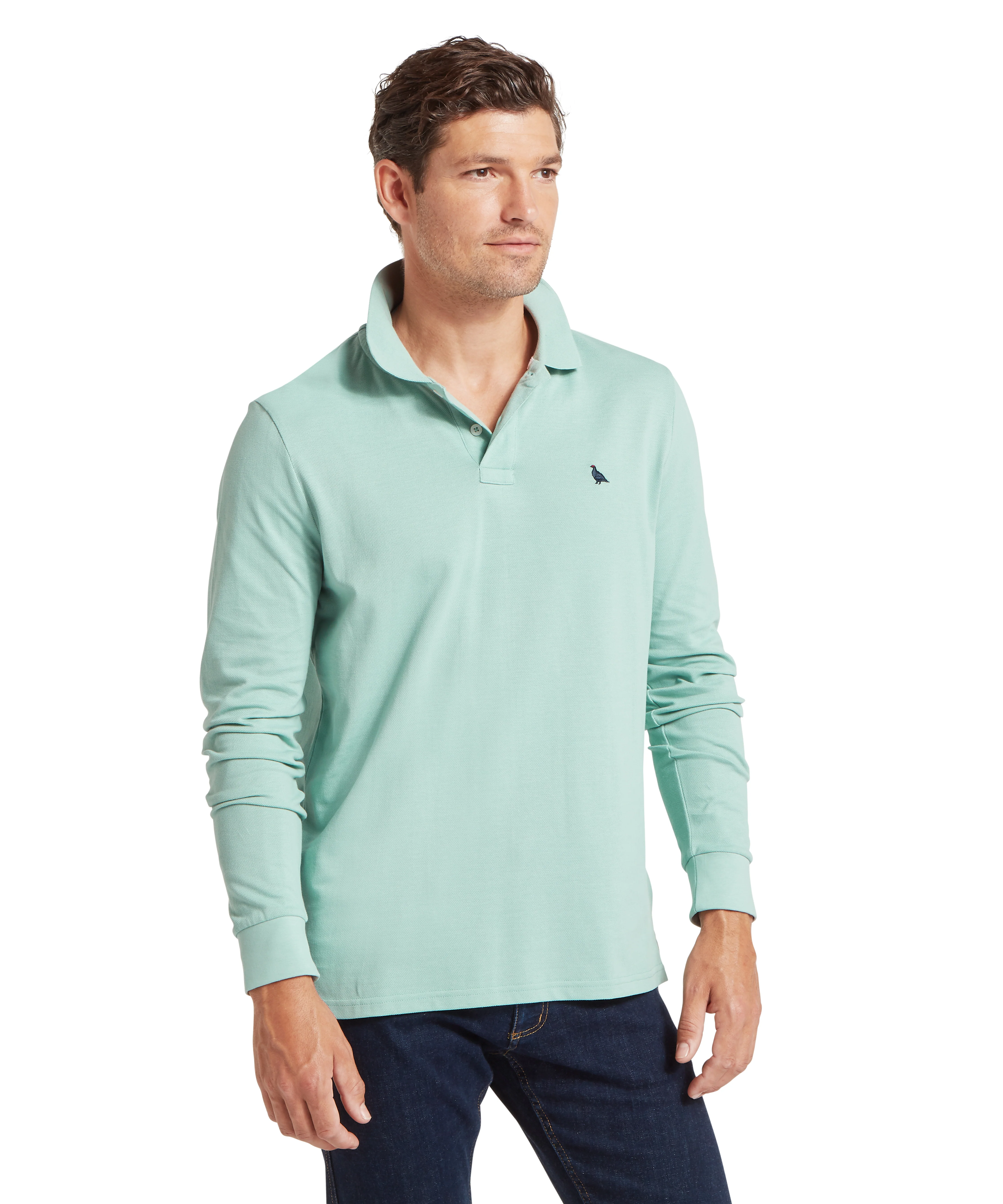 St Ives Long Sleeve Polo Shirt - Surf Blue - Image 2