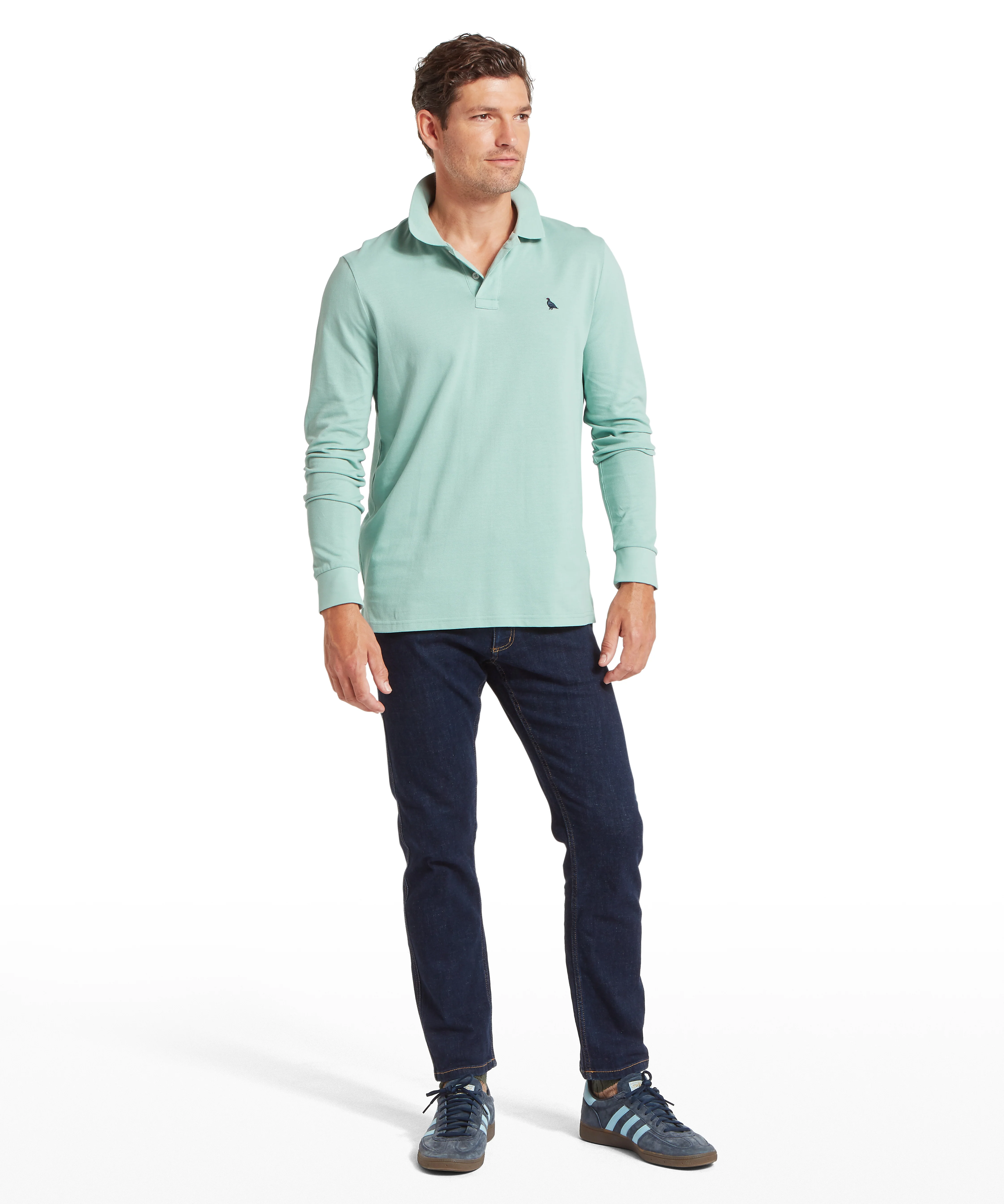 St Ives Long Sleeve Polo Shirt - Surf Blue - Image 3