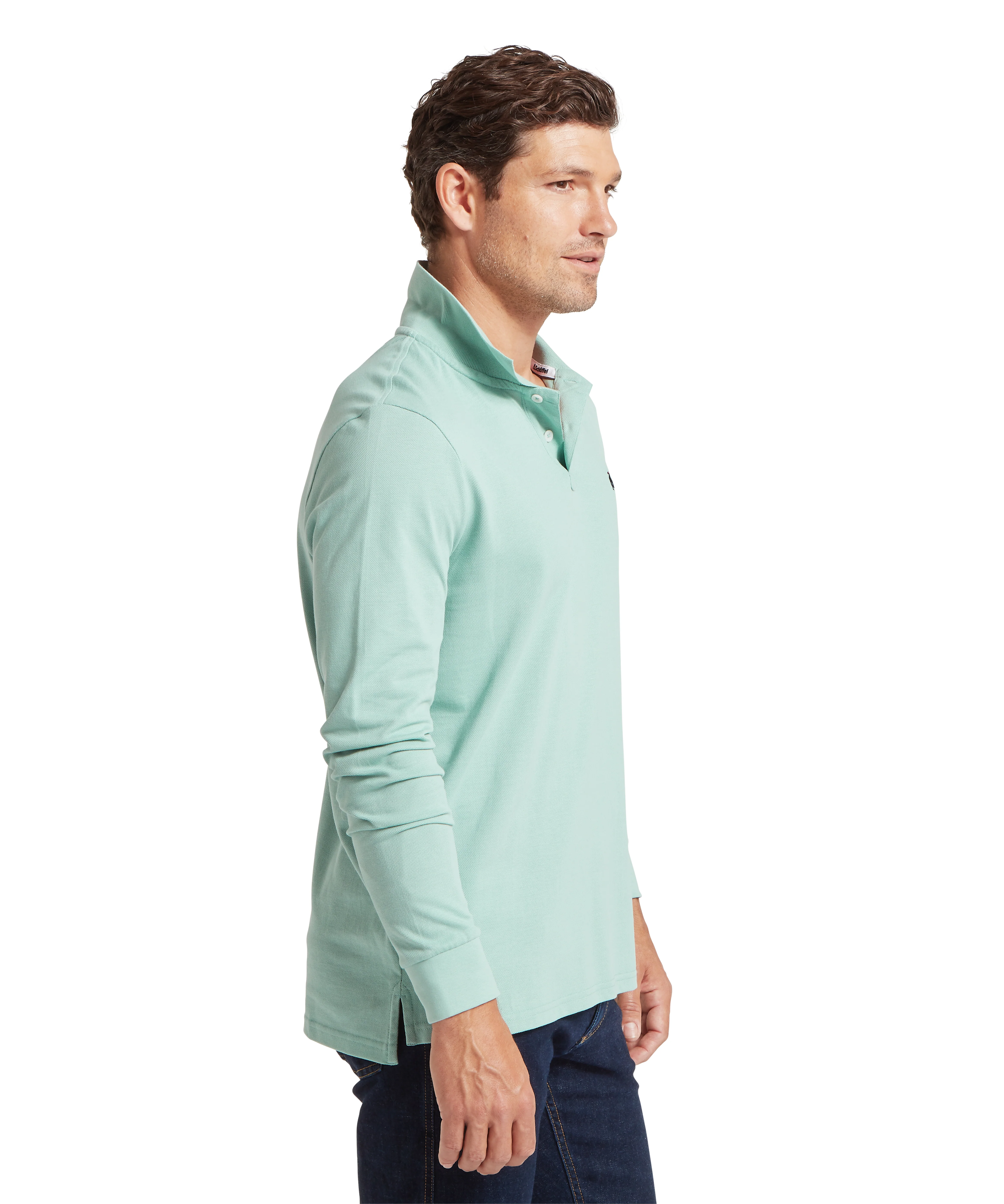 St Ives Long Sleeve Polo Shirt - Surf Blue - Image 4