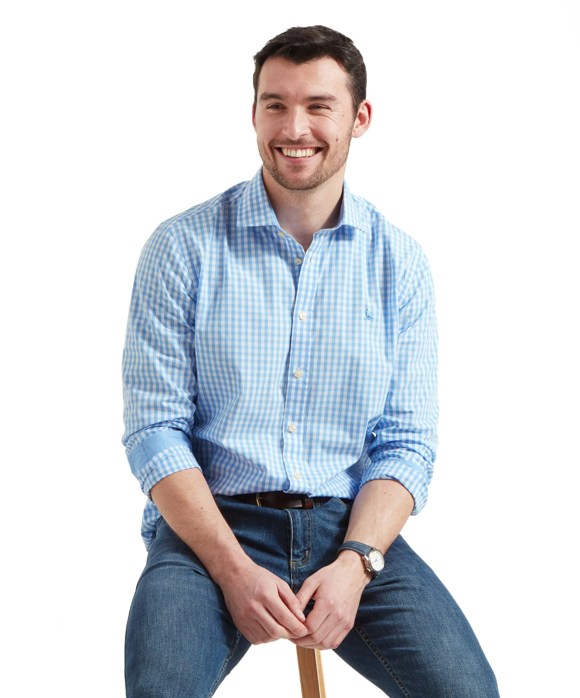 Thorpeness Tailored Shirt - Blue Check - Image 2