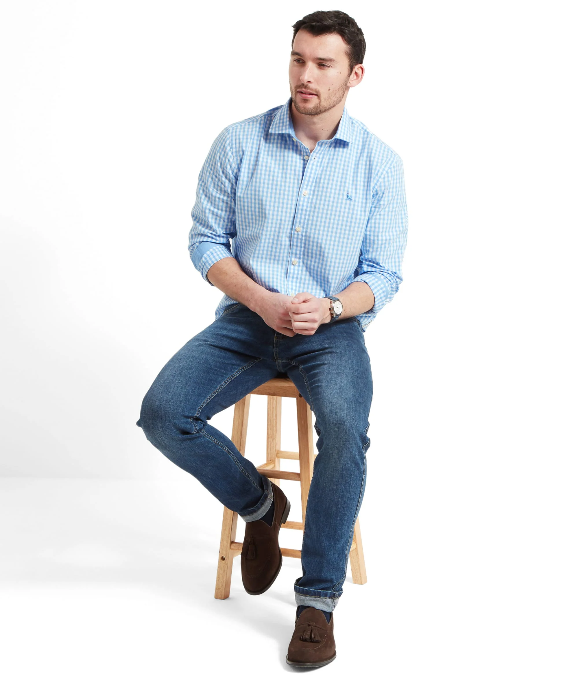 Thorpeness Tailored Shirt - Blue Check - Image 3