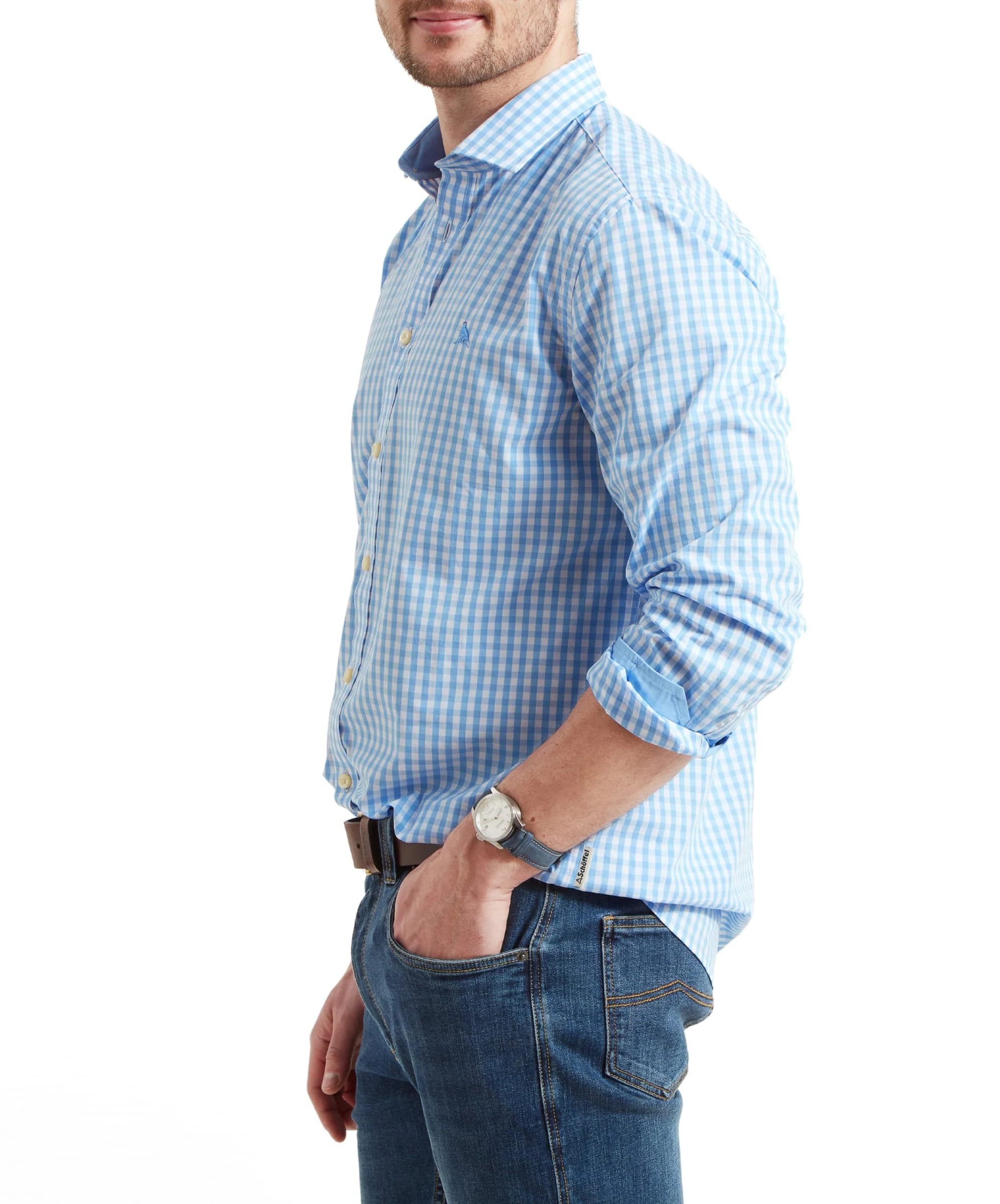 Thorpeness Tailored Shirt - Blue Check - Image 4