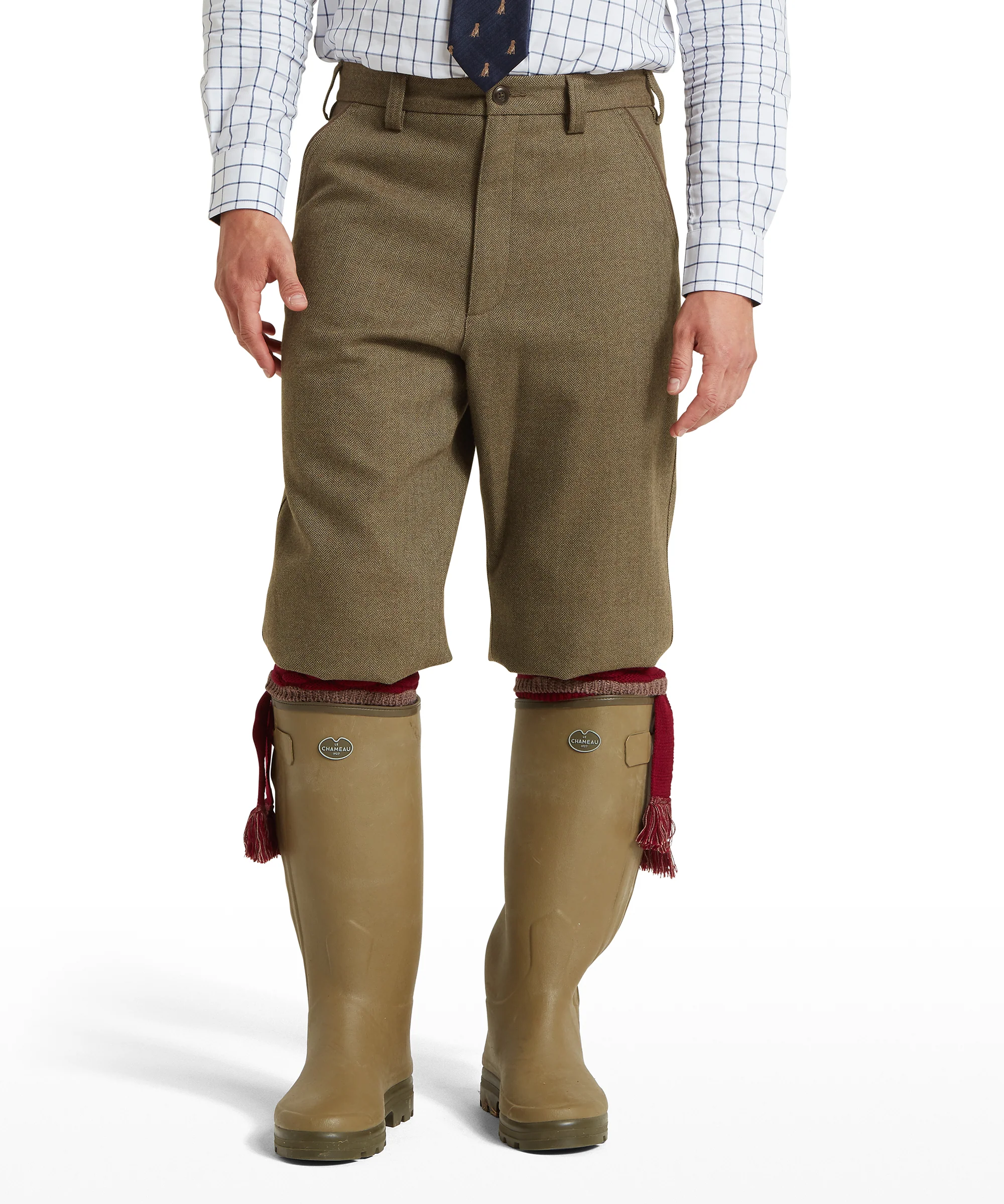 Tweed Plus Fours - Loden Green Herringbone Tweed - Image 3