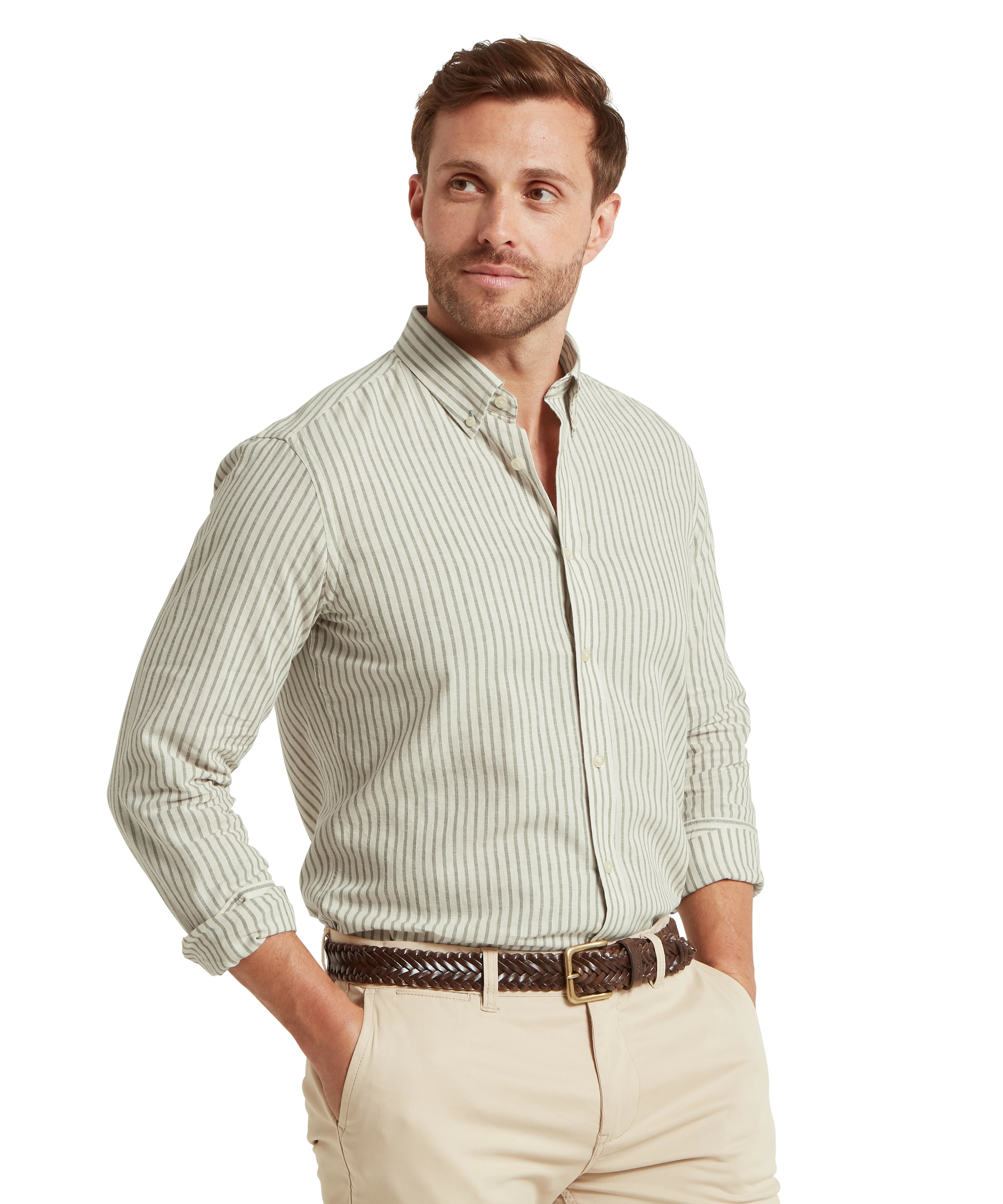 Walsingham Linen Shirt - Agave Green Stripe - Image 2