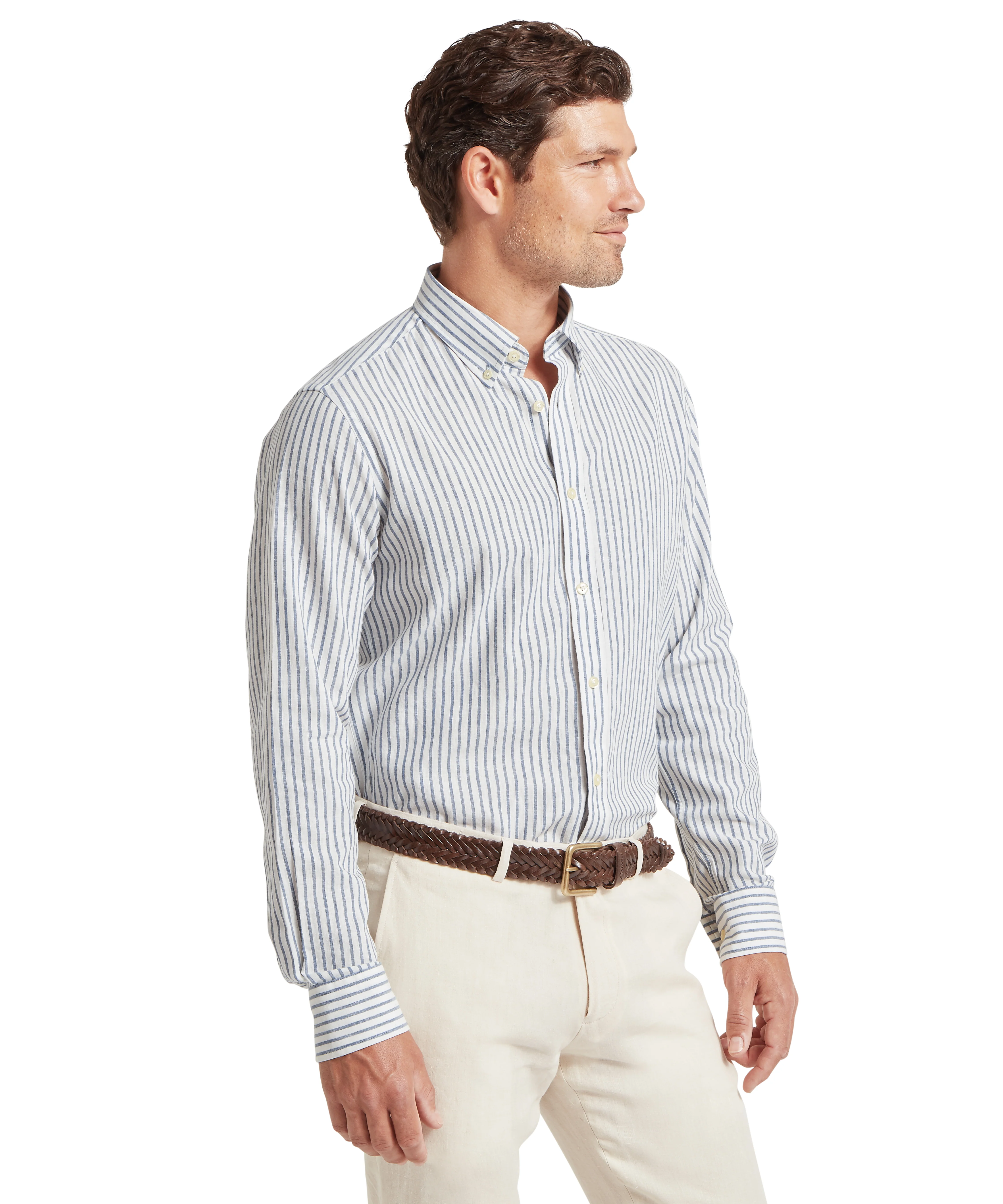 Walsingham Linen Shirt - Blue Stripe - Image 4