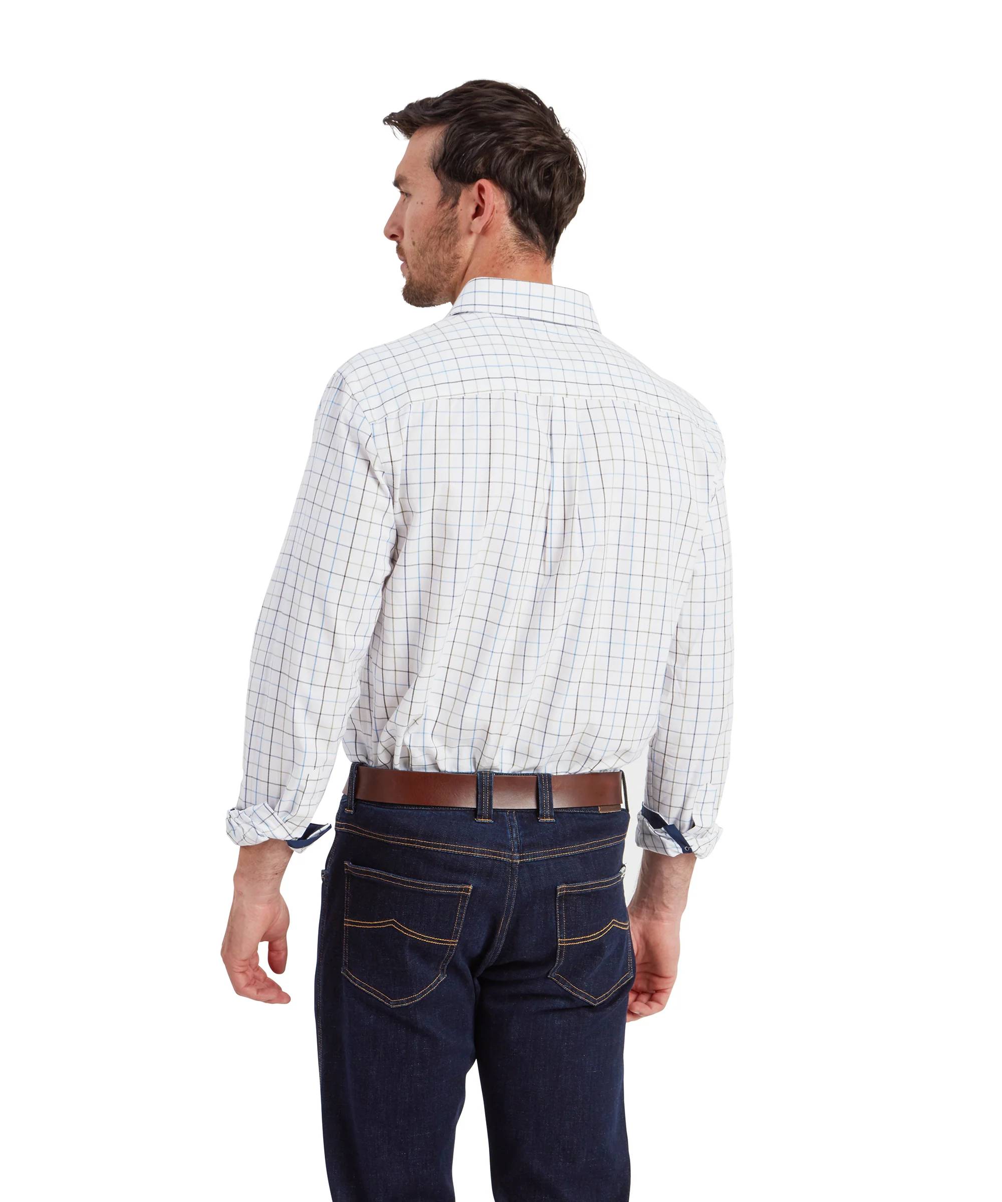 Wells Tailored Shirt - Woodland/Vintage Navy Check - Image 5