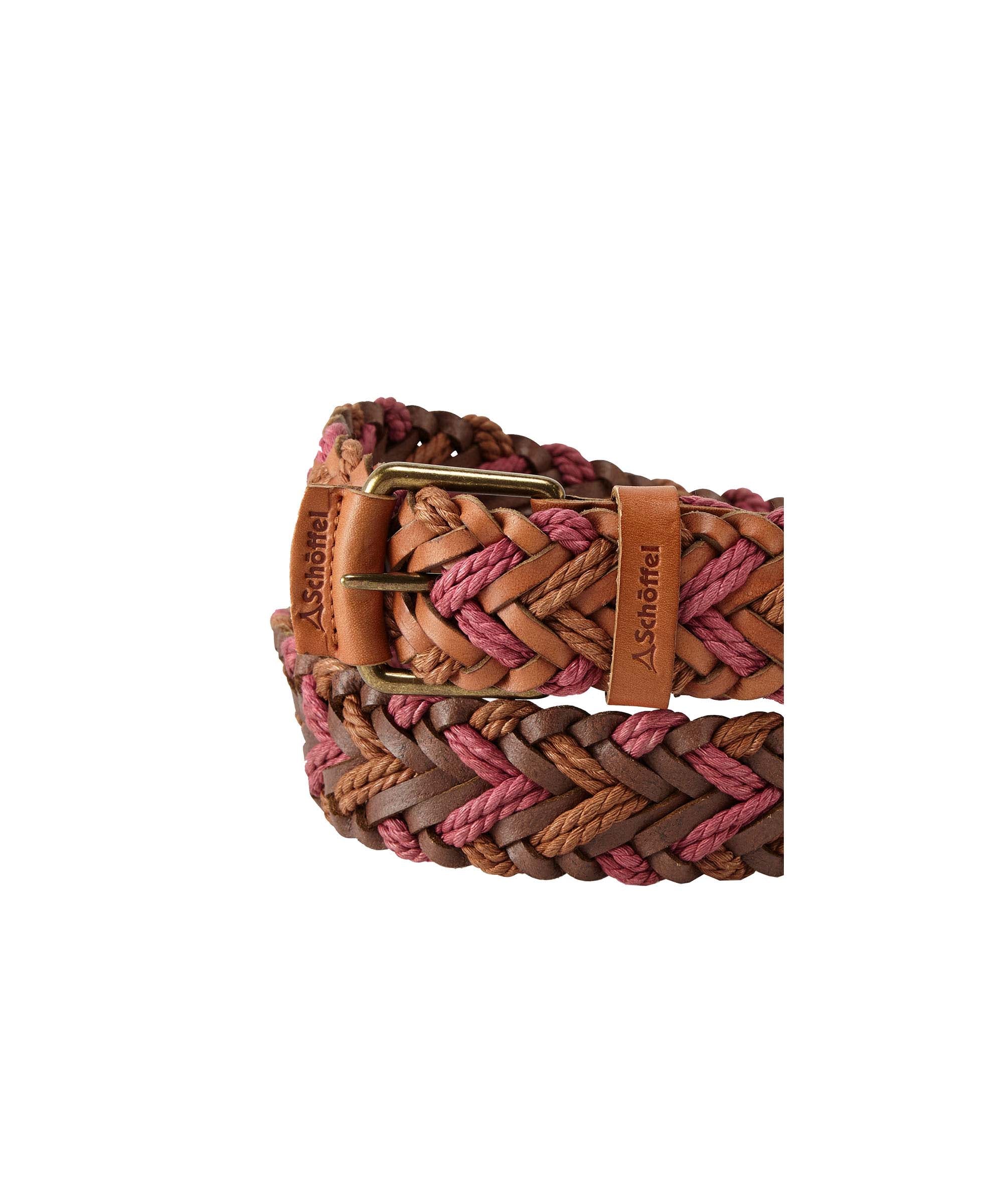 Woven Leather Belt - Tan/Rose - Image 2