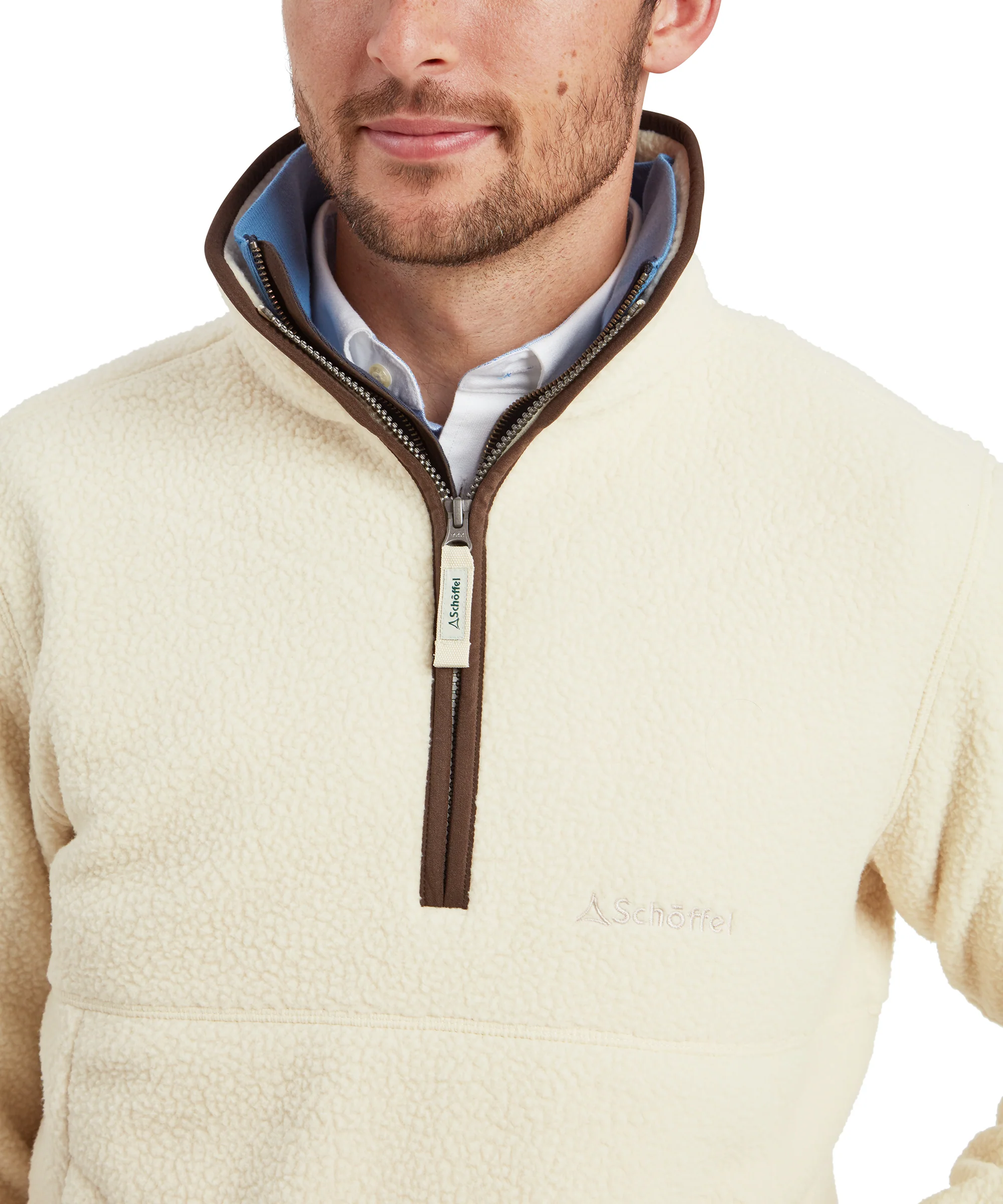 Berkeley Retro Quarter Zip Fleece - Ecru - Image 11