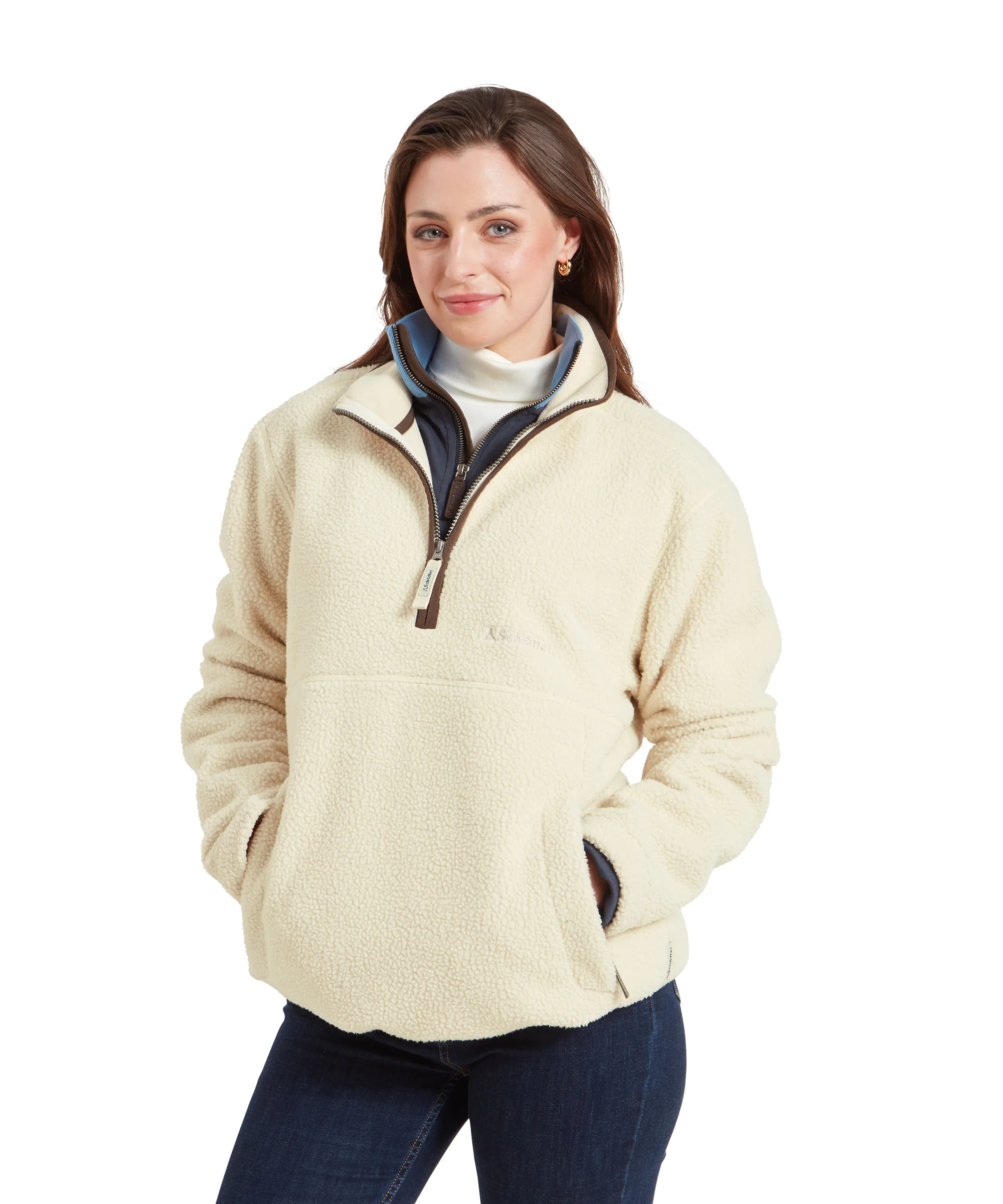 Berkeley Retro Quarter Zip Fleece - Ecru - Image 2