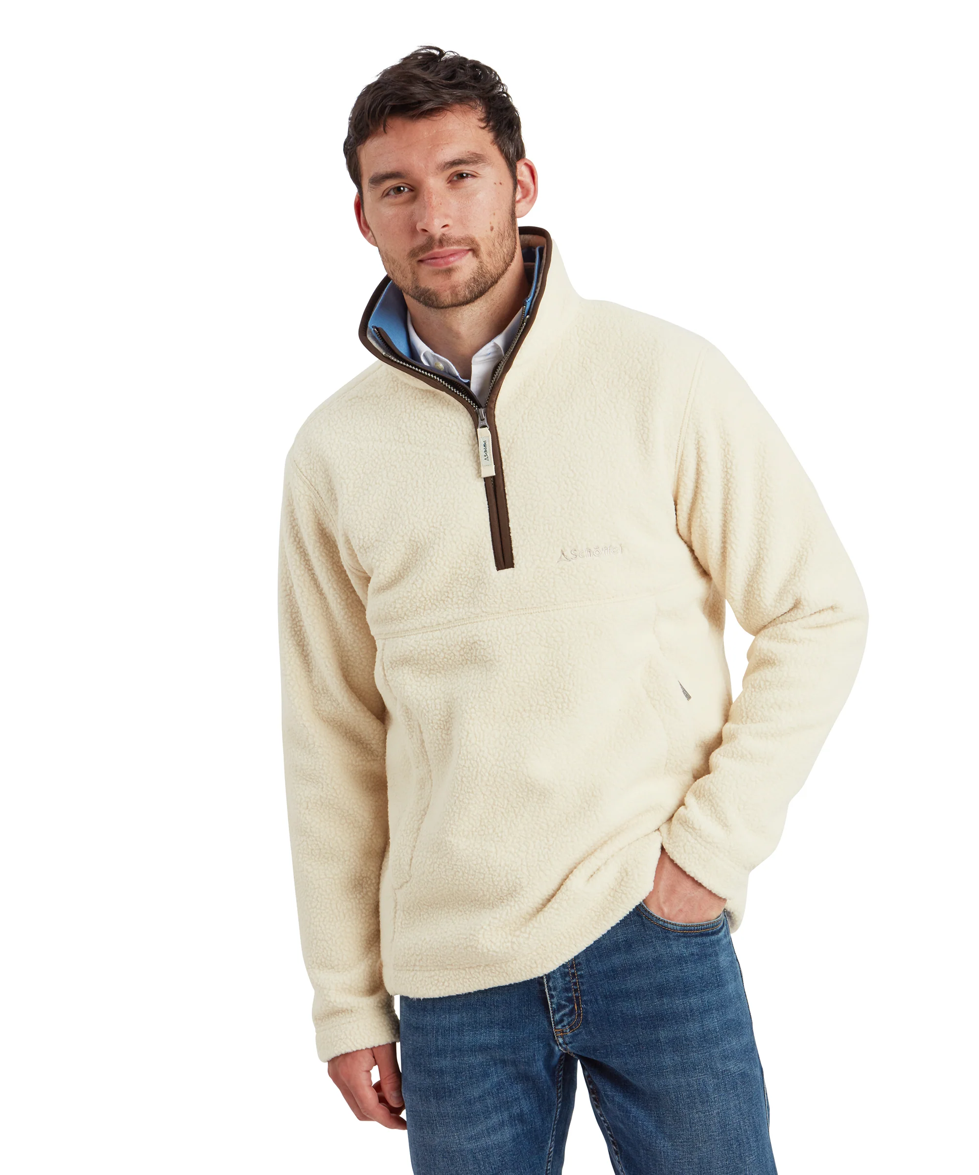 Berkeley Retro Quarter Zip Fleece - Ecru - Image 3