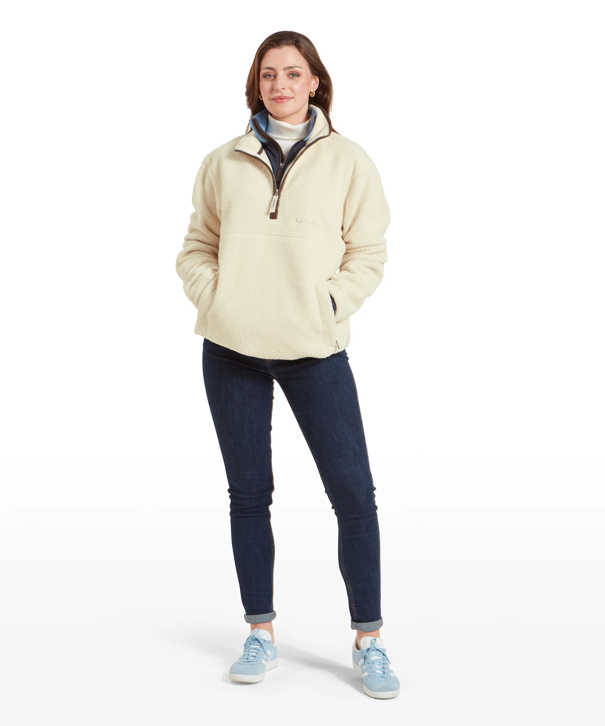Berkeley Retro Quarter Zip Fleece - Ecru - Image 4