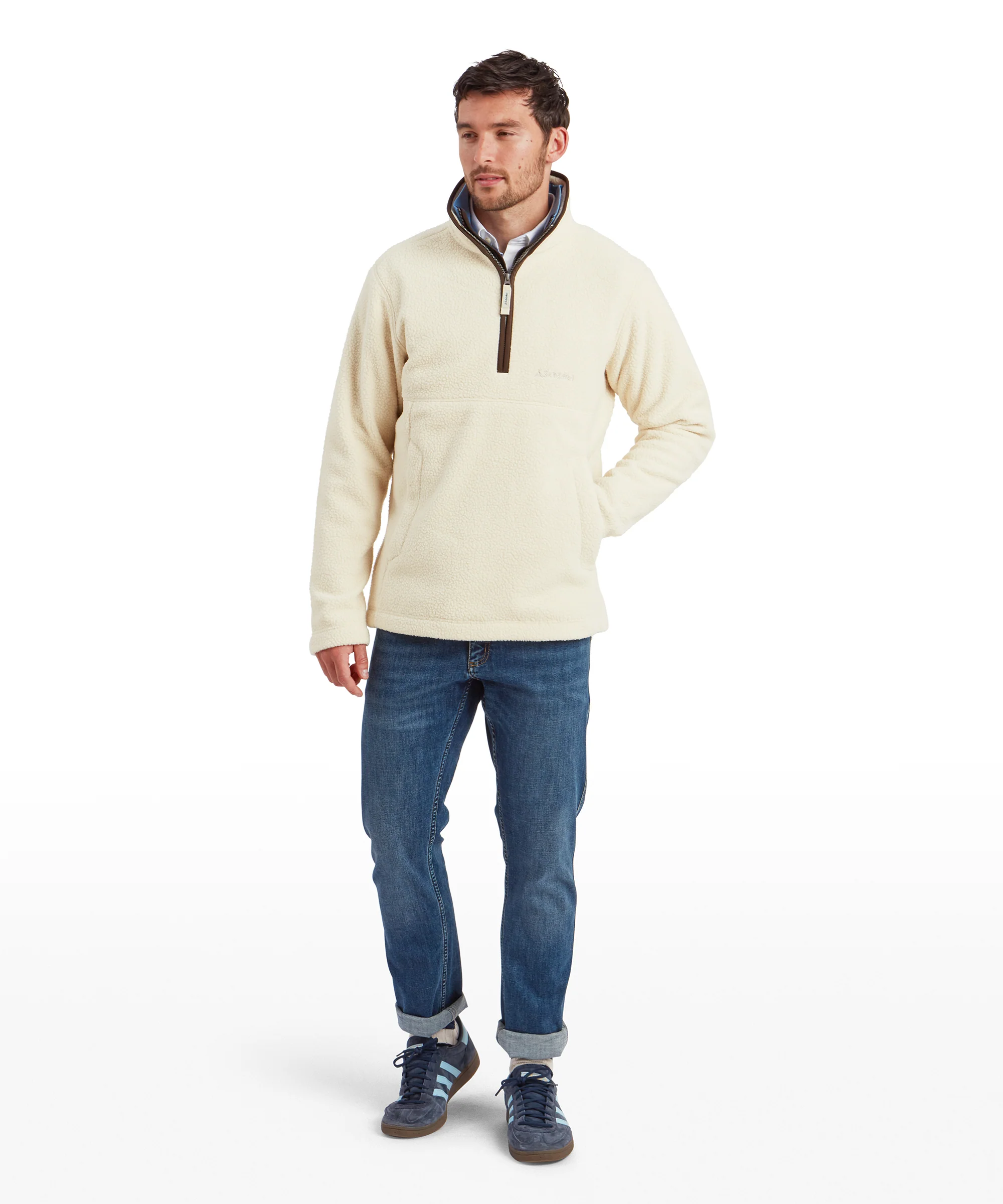 Berkeley Retro Quarter Zip Fleece - Ecru - Image 5