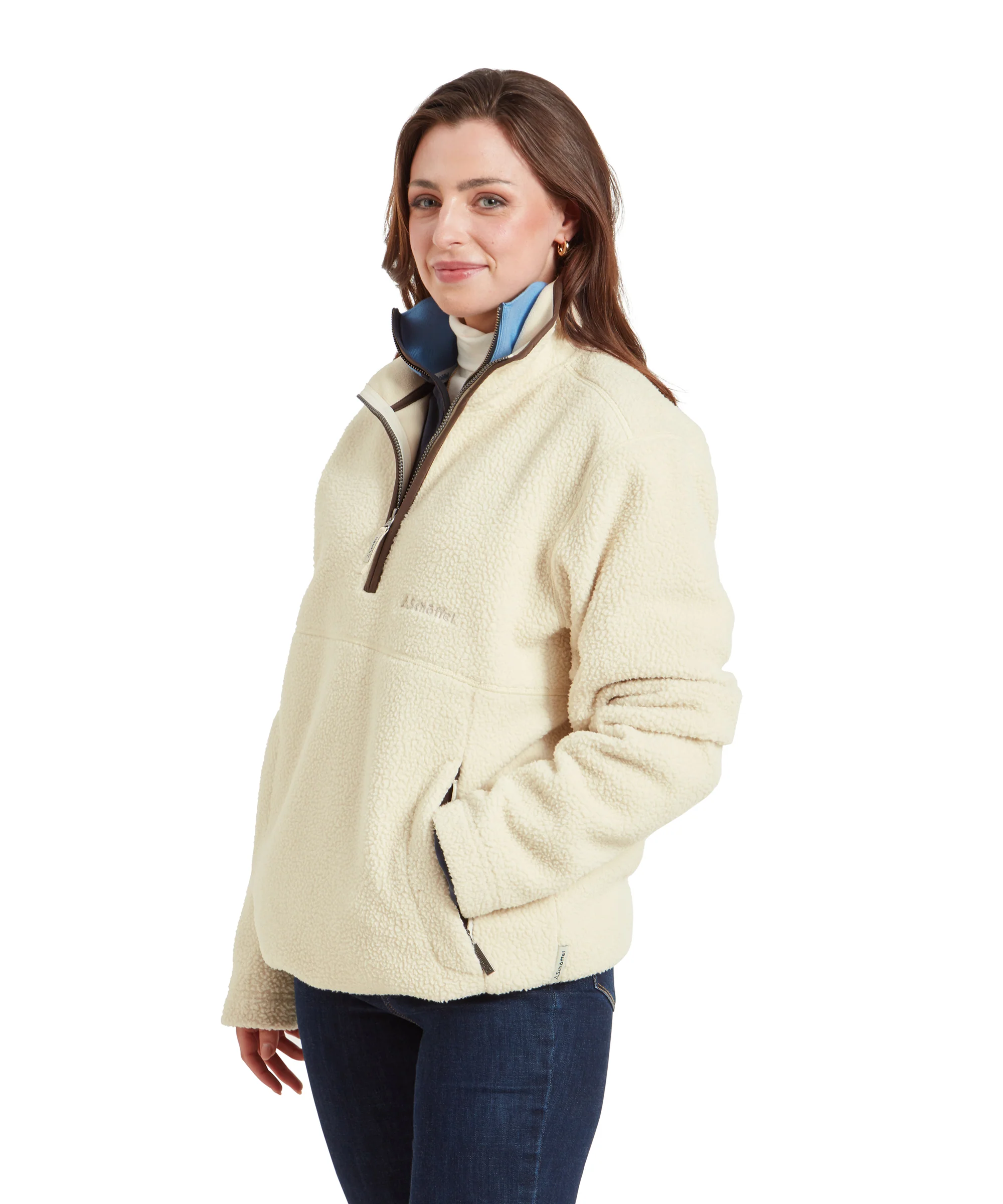 Berkeley Retro Quarter Zip Fleece - Ecru - Image 6