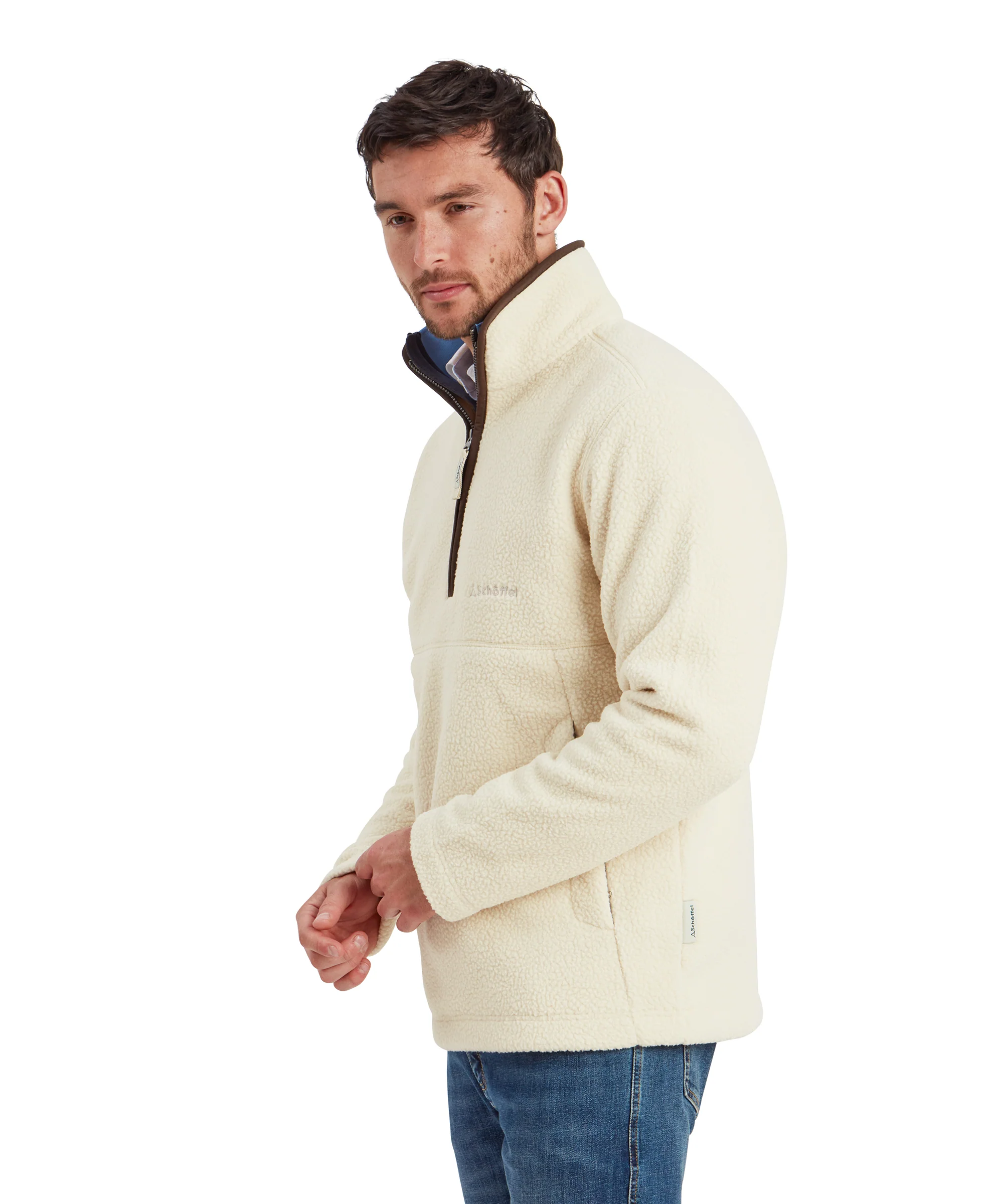 Berkeley Retro Quarter Zip Fleece - Ecru - Image 7