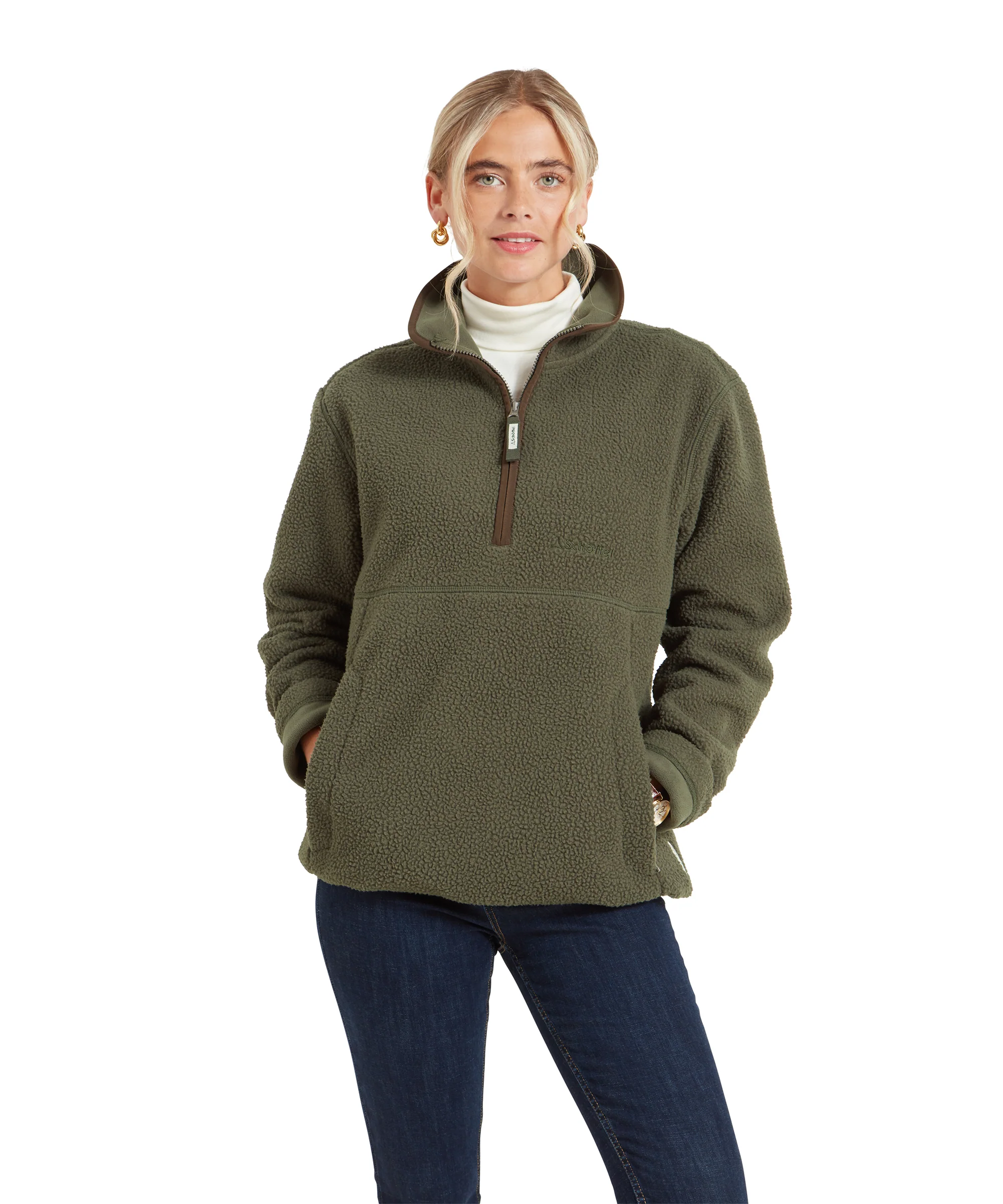 Berkeley Retro Quarter Zip Fleece - Woodland - Image 3