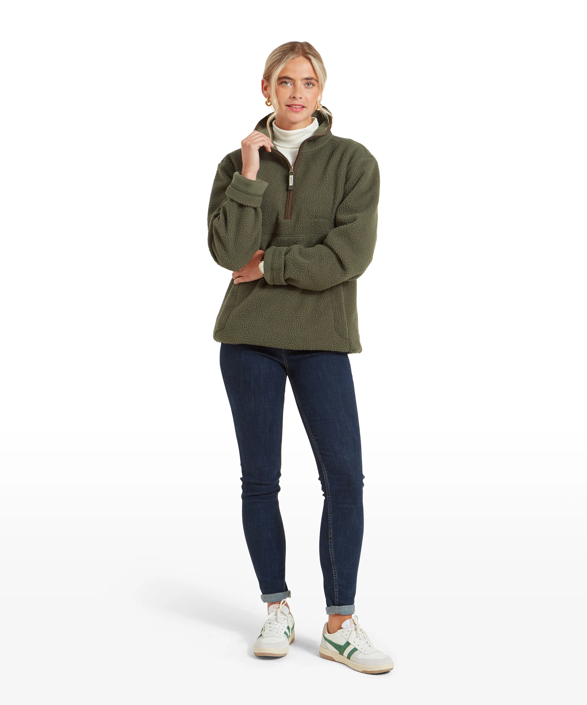 Berkeley Retro Quarter Zip Fleece - Woodland - Image 5