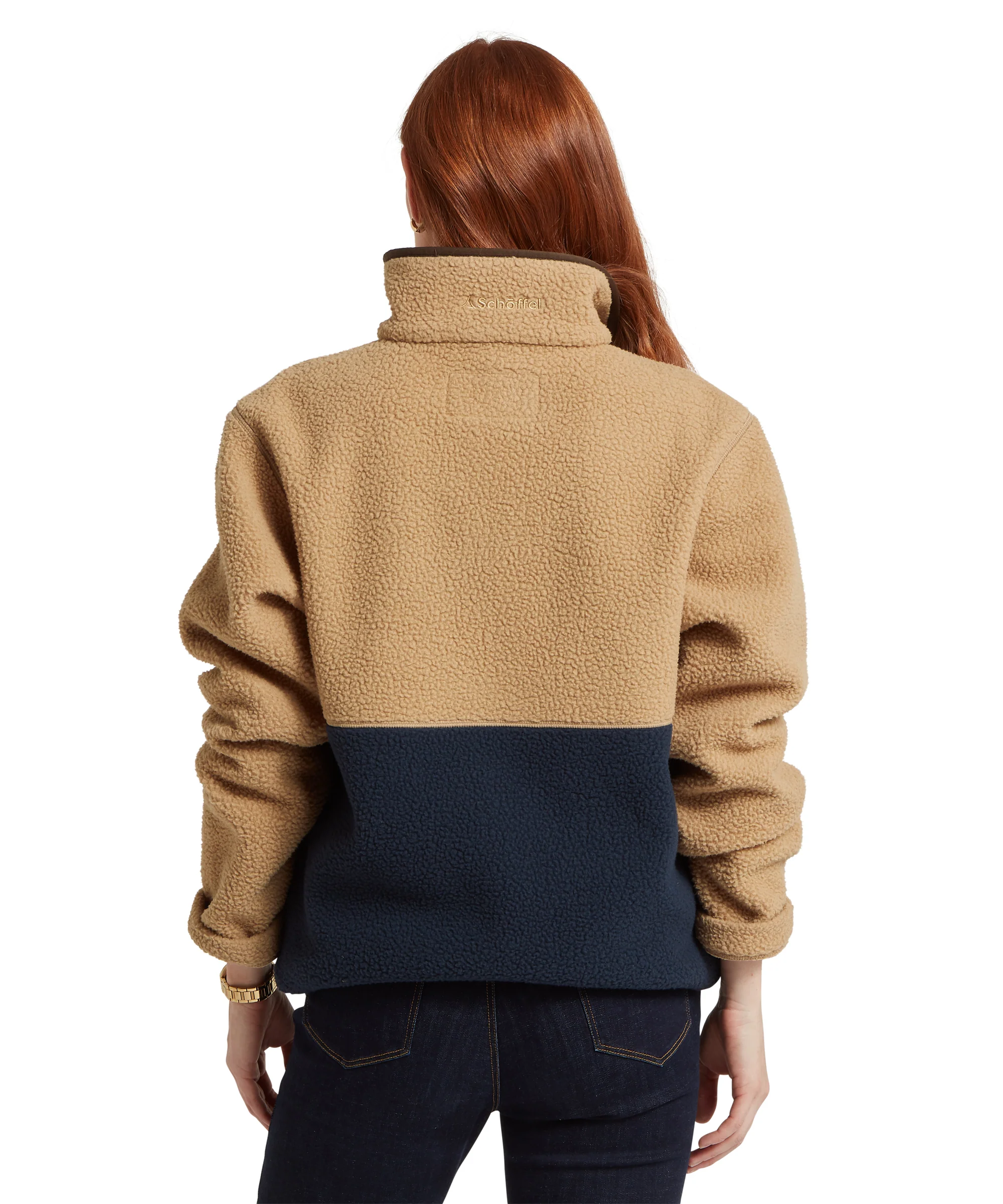 Berkeley Retro Quarter Zip Fleece - True Navy/Tan - Image 9