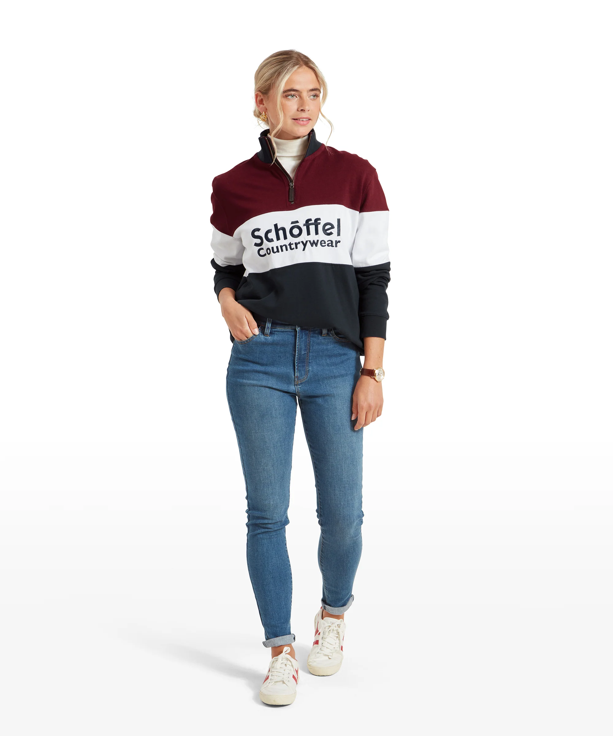 Exeter Heritage Quarter Zip Sweatshirt - Bordeaux - Image 5