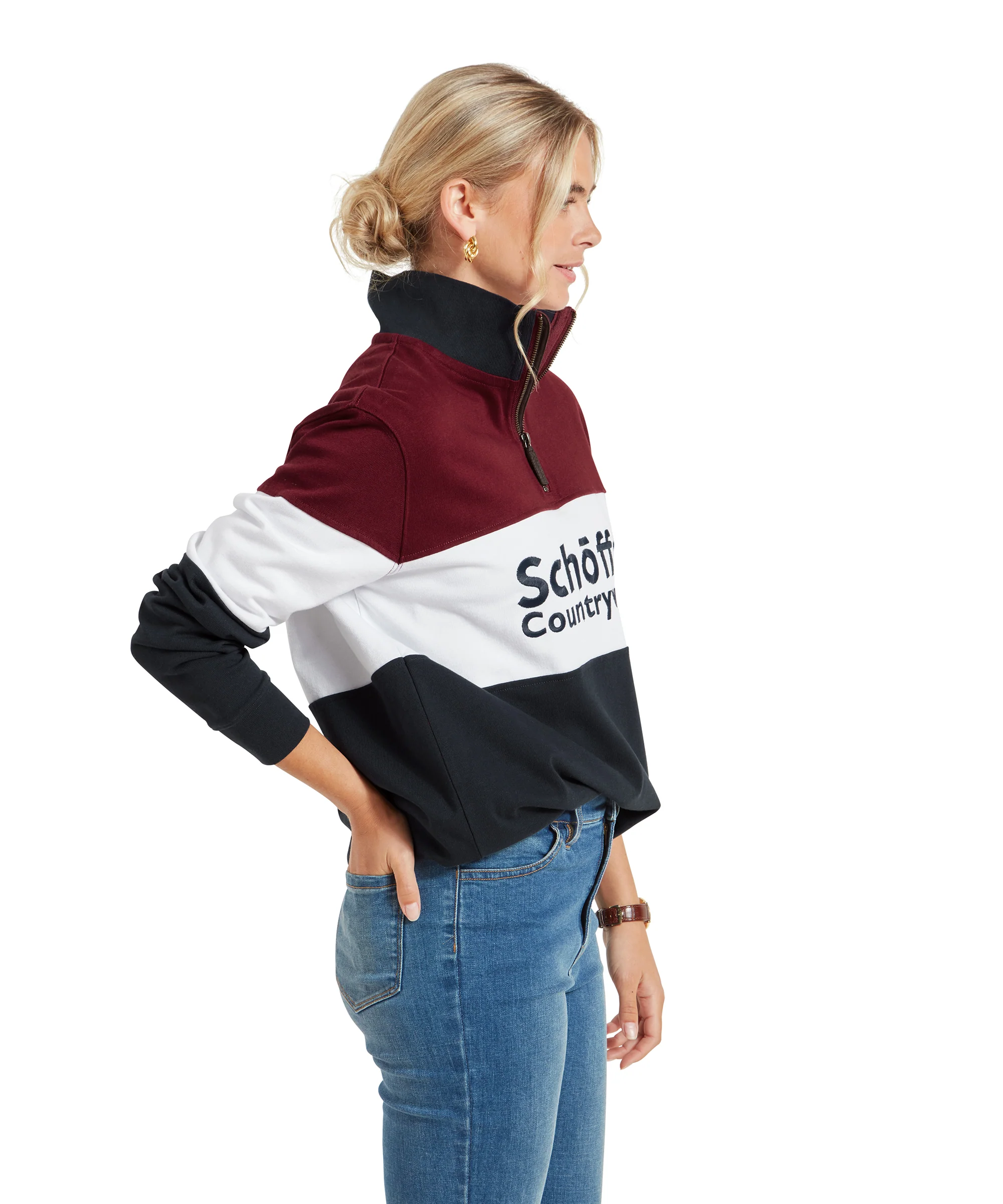 Exeter Heritage Quarter Zip Sweatshirt - Bordeaux - Image 6
