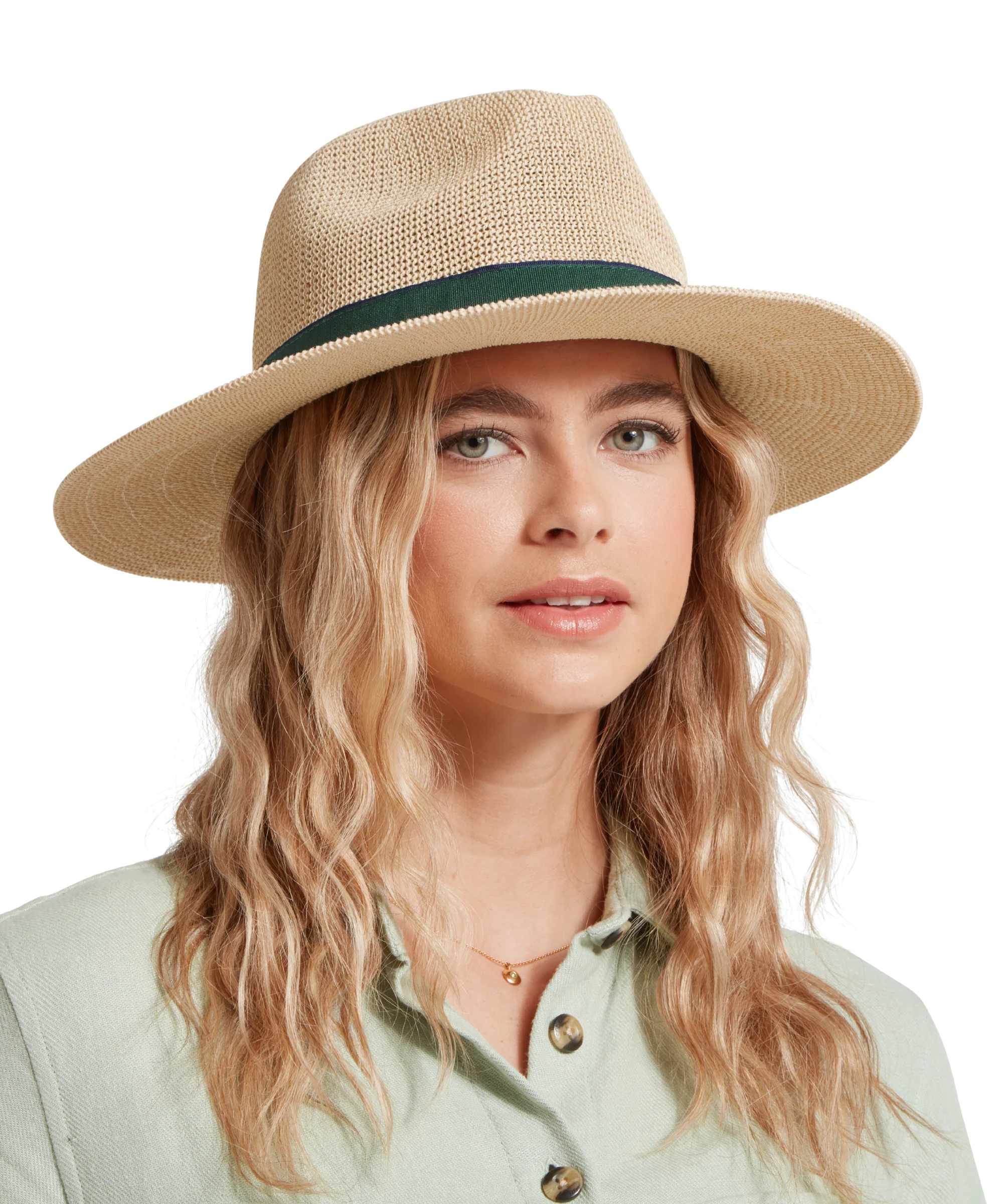 Porth Hat - Navy/Green Stripe - Image 2