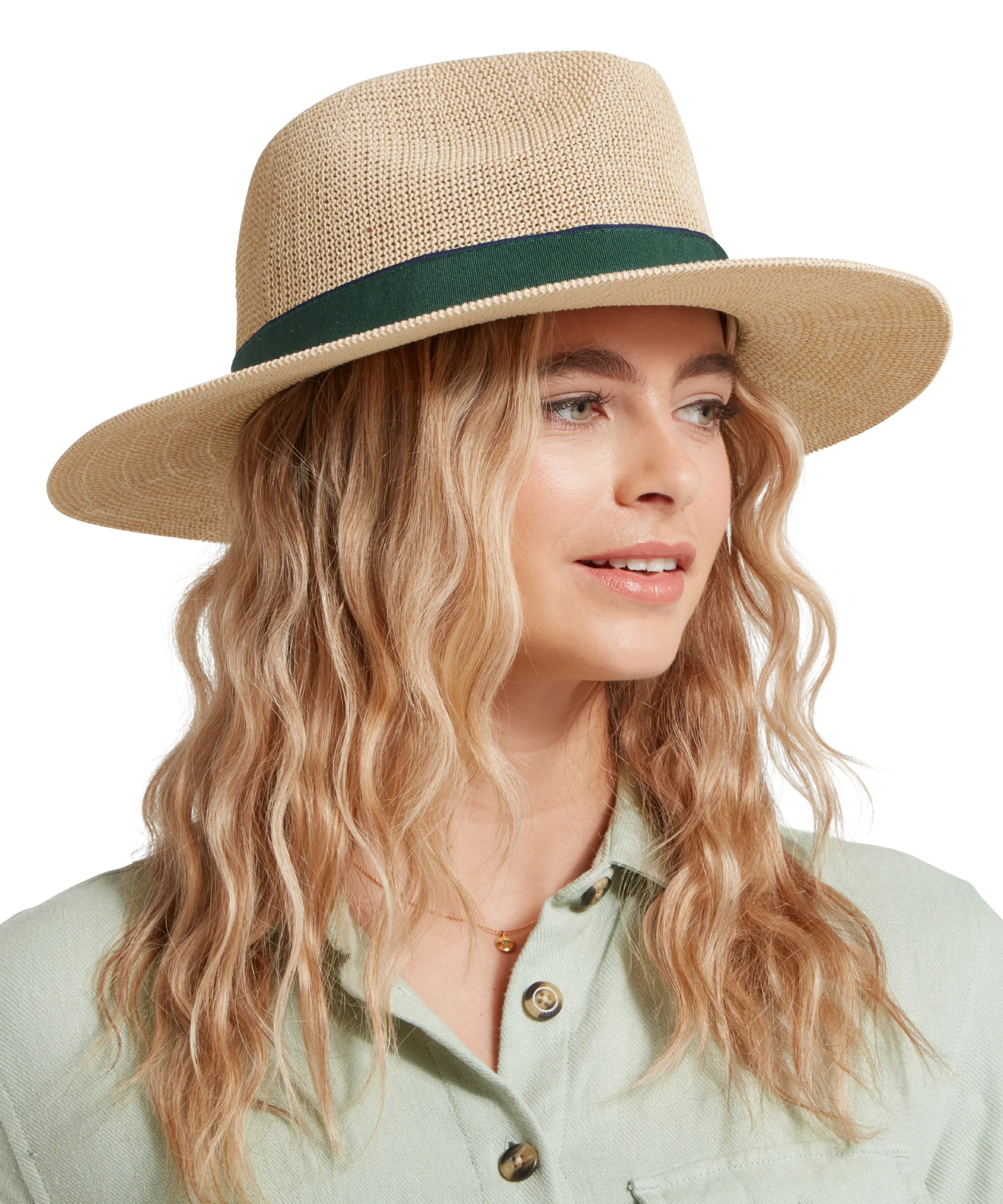 Porth Hat - Navy/Green Stripe - Image 3