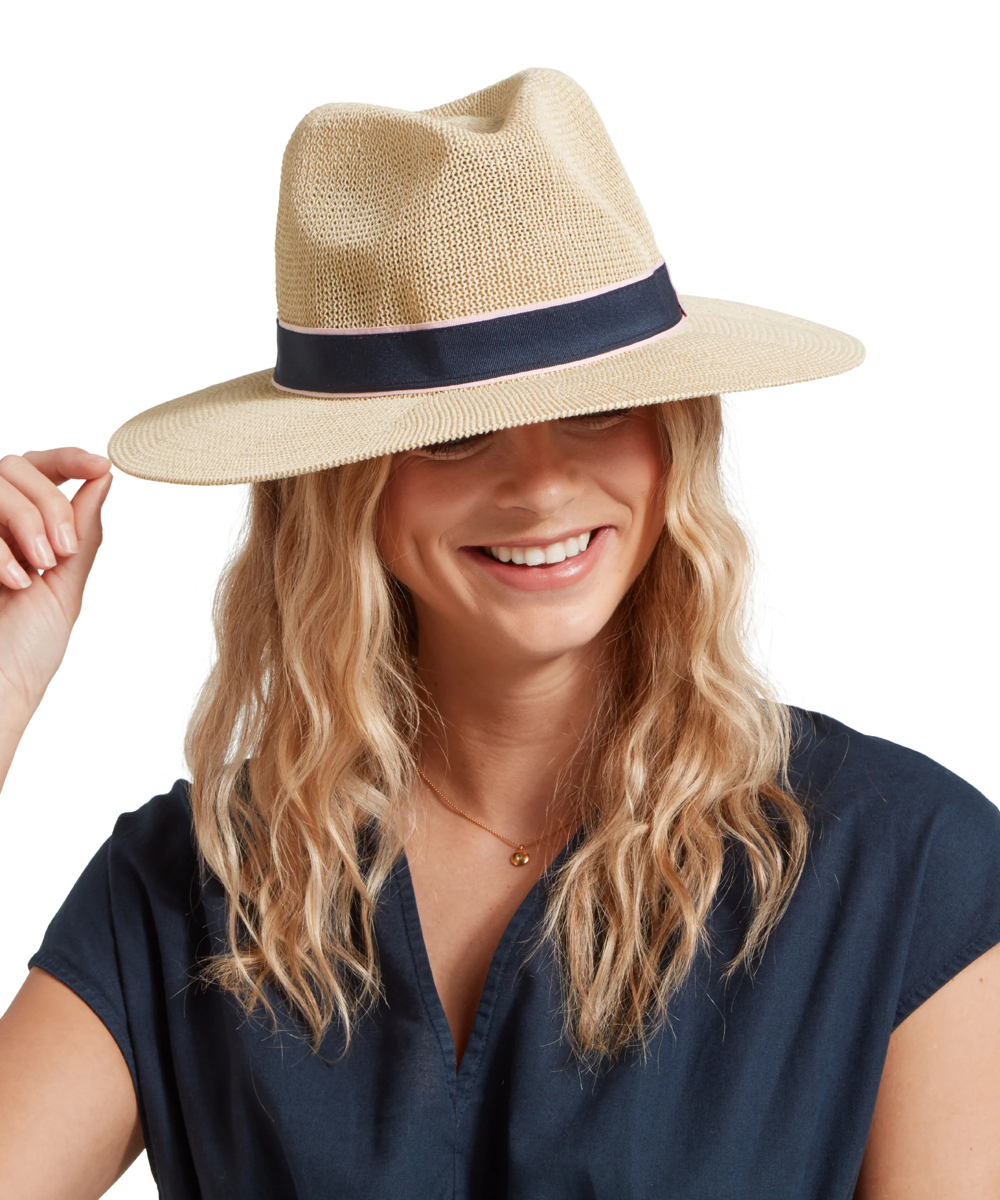 Porth Hat - Navy/Pink Stripe - Image 2