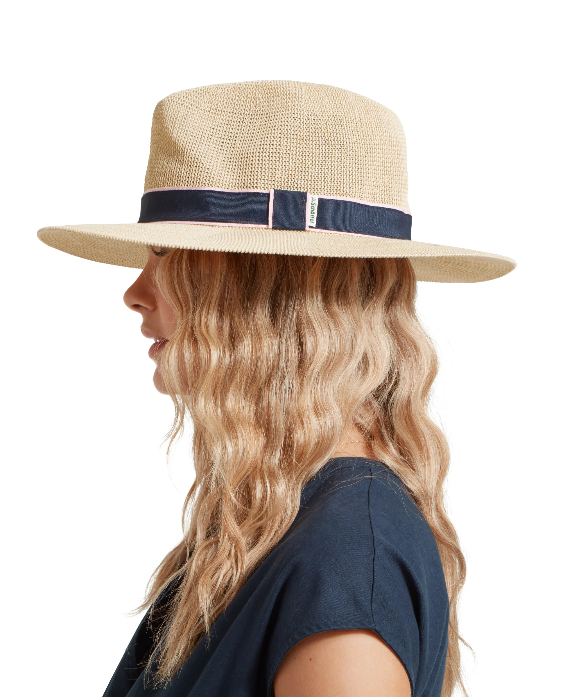 Porth Hat - Navy/Pink Stripe - Image 4