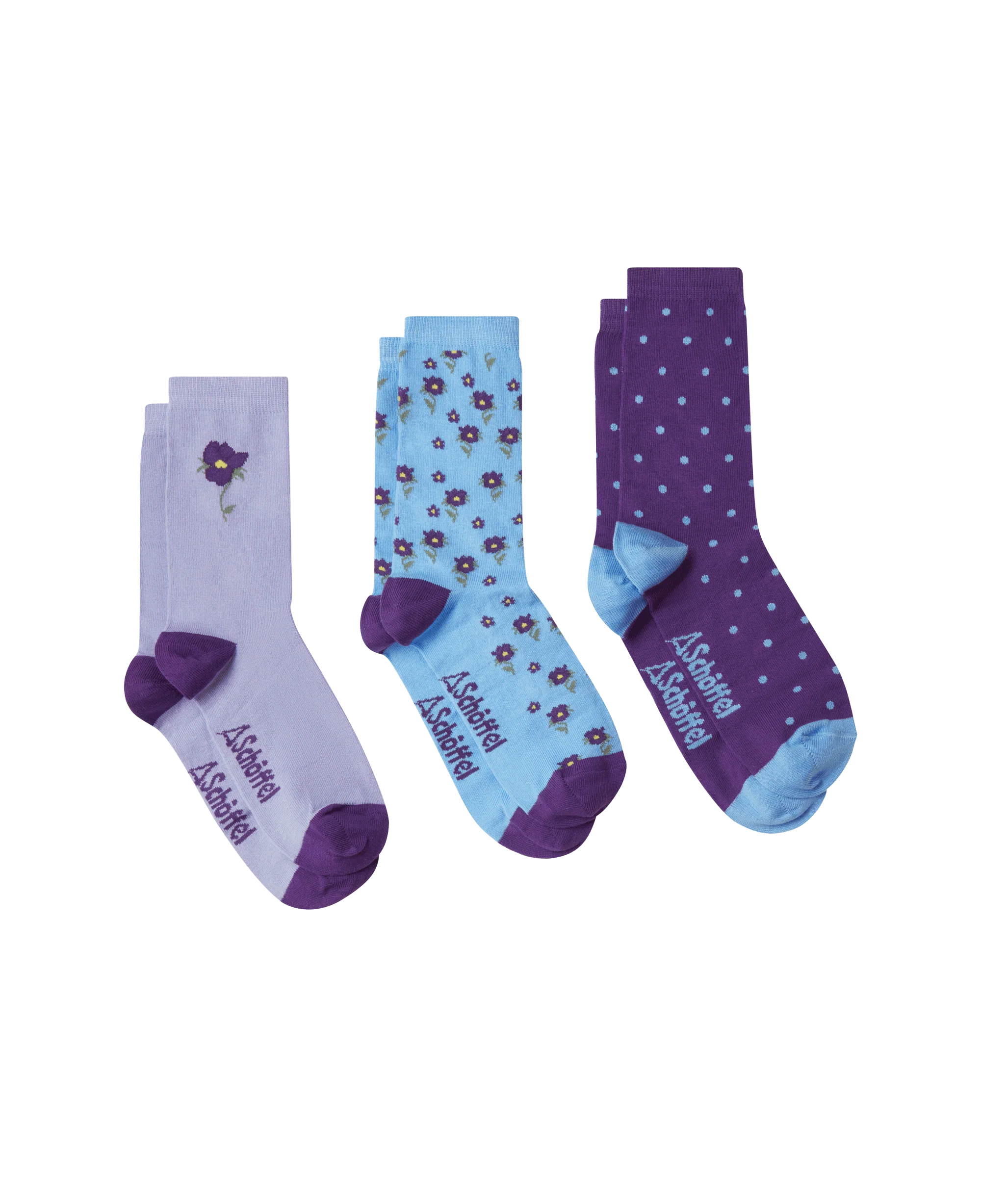 Women's Bamboo Socks (Box of 3) - Pansy Print