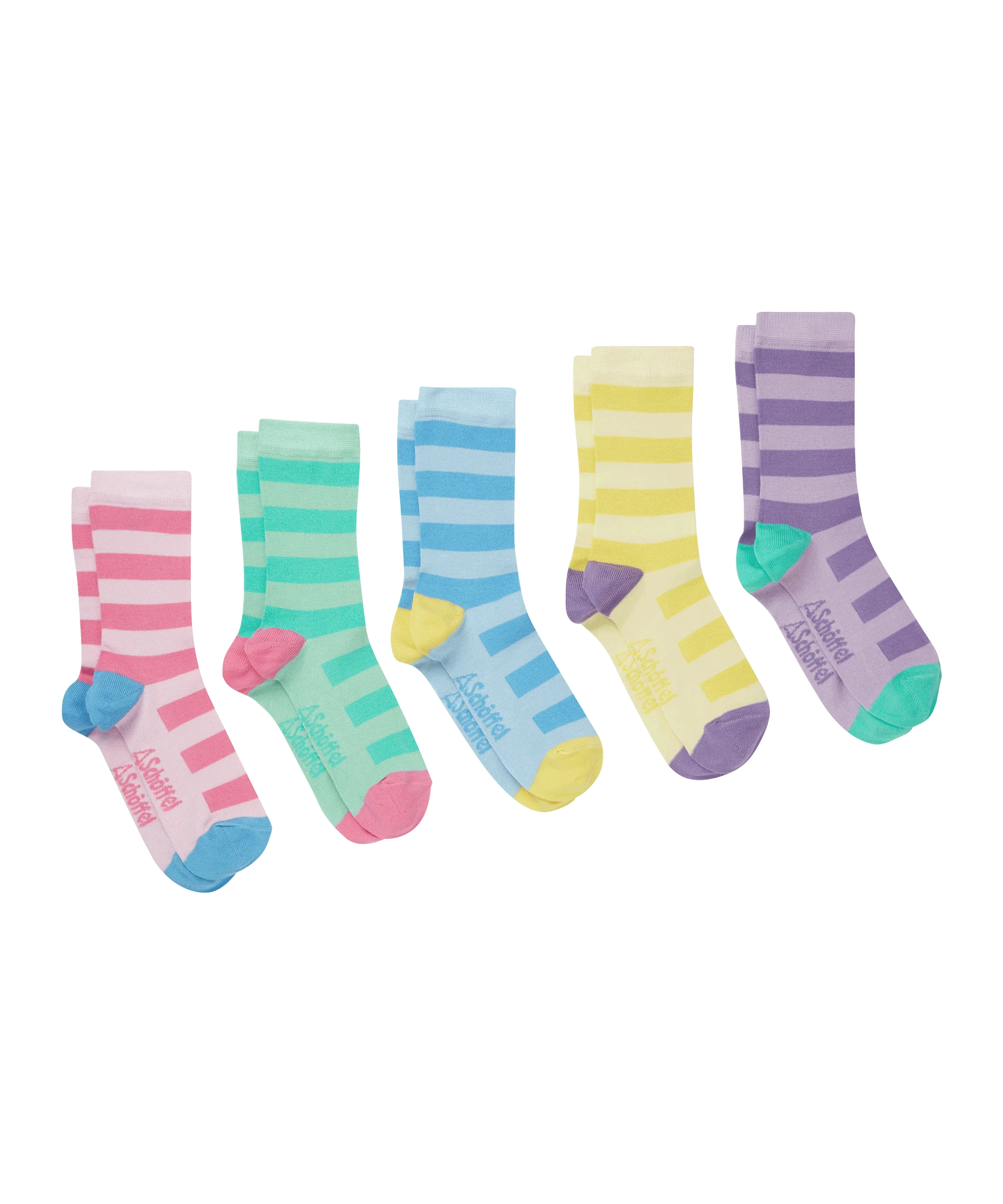 Women's Bamboo Socks (Box of 5) - Pale Lemon Wide Stripe