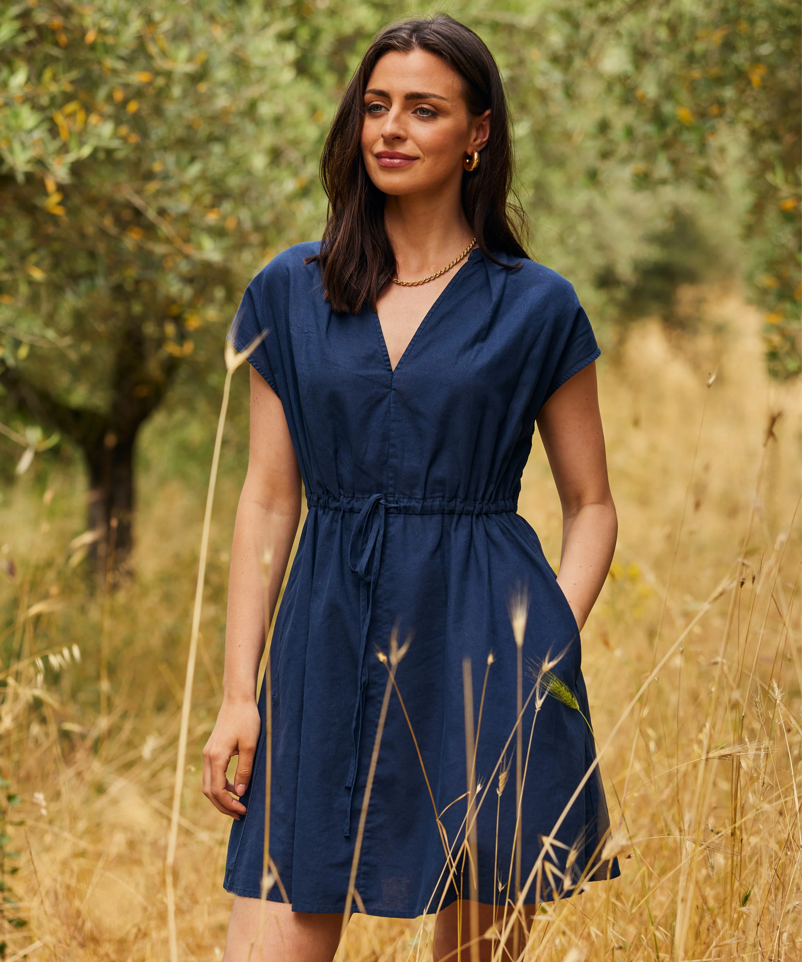 Camelia Linen Dress - Dark Blueberry - Image 2
