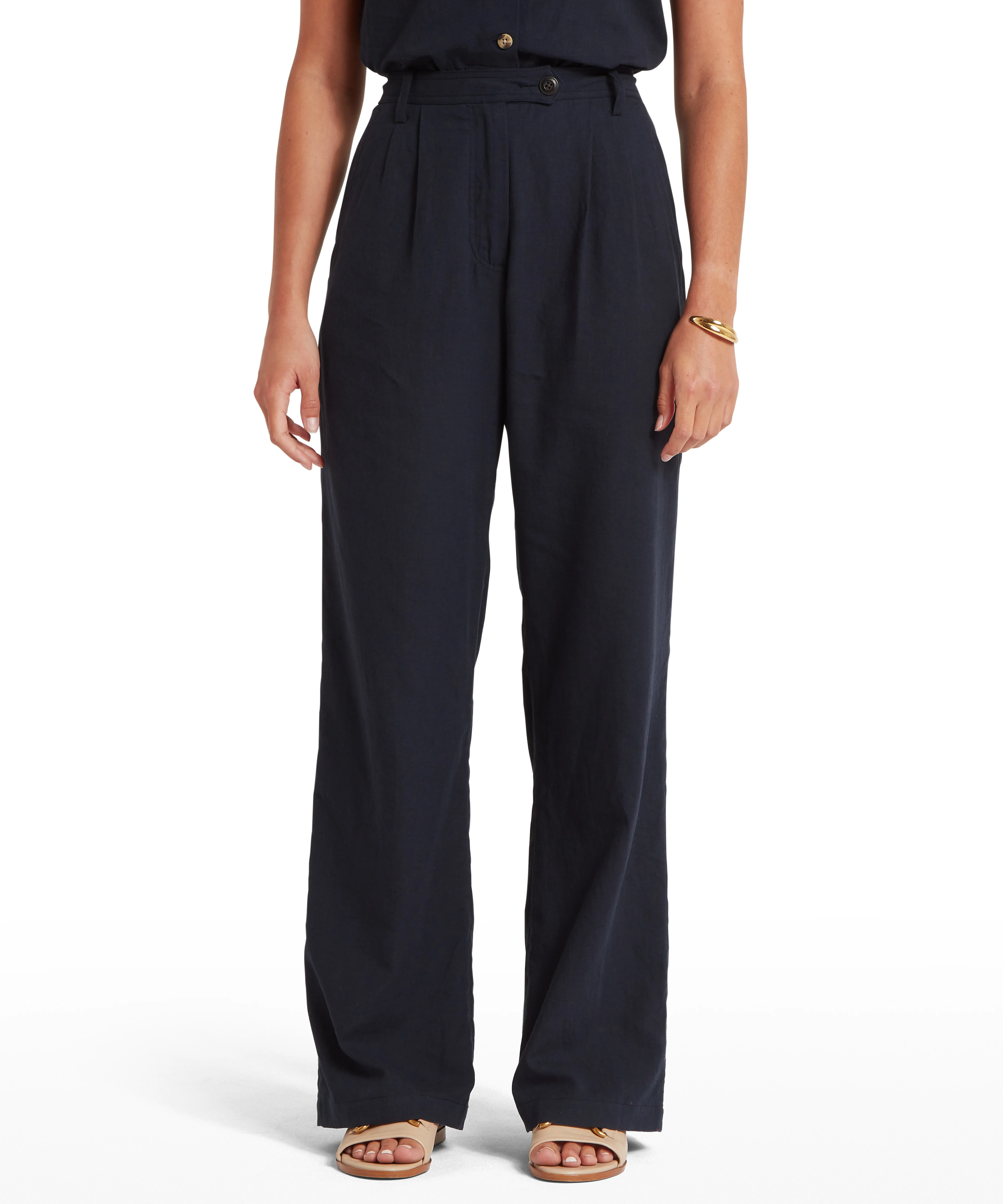 Dahlia Linen Trousers - Navy - Image 2