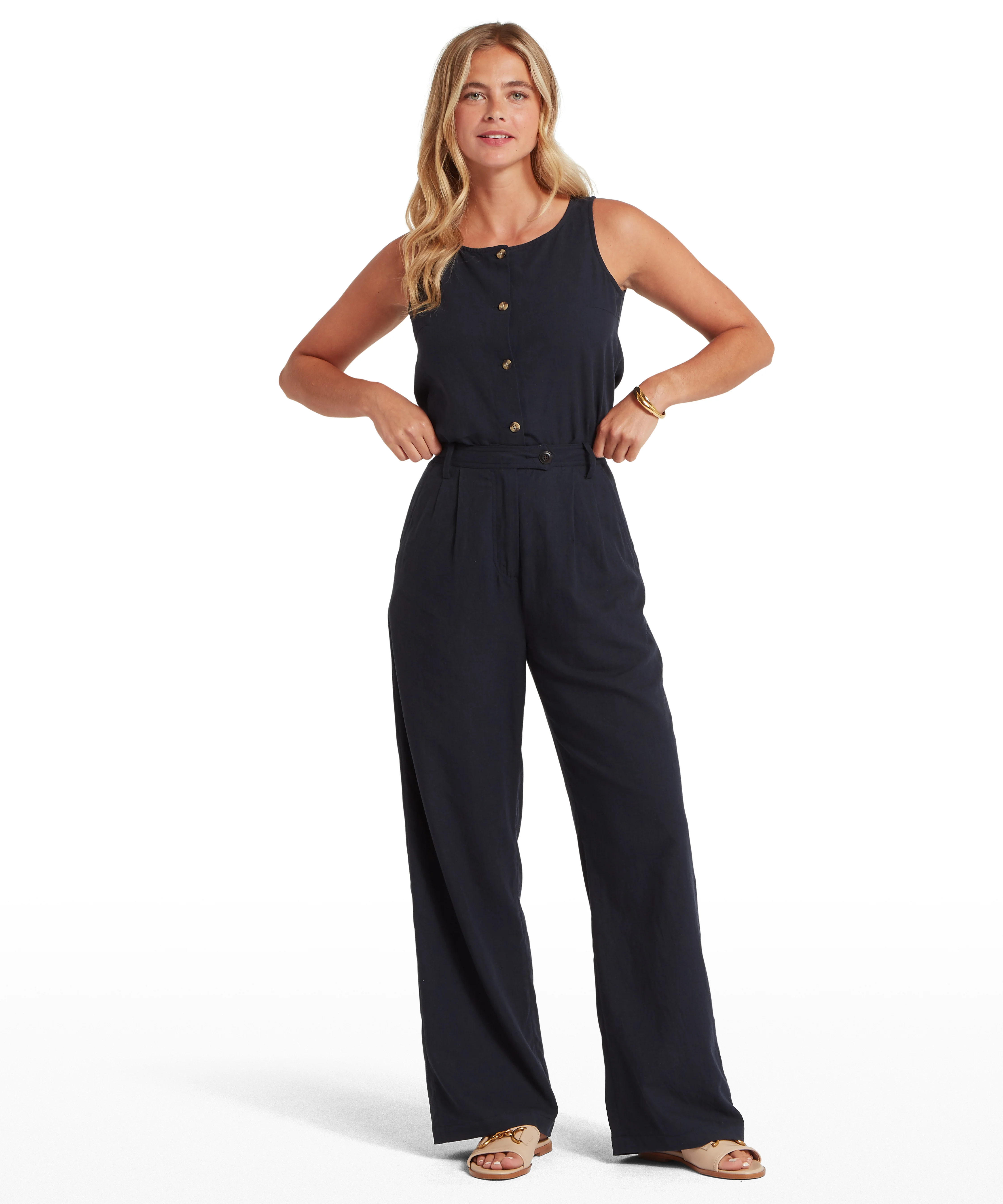 Dahlia Linen Trousers - Navy - Image 3