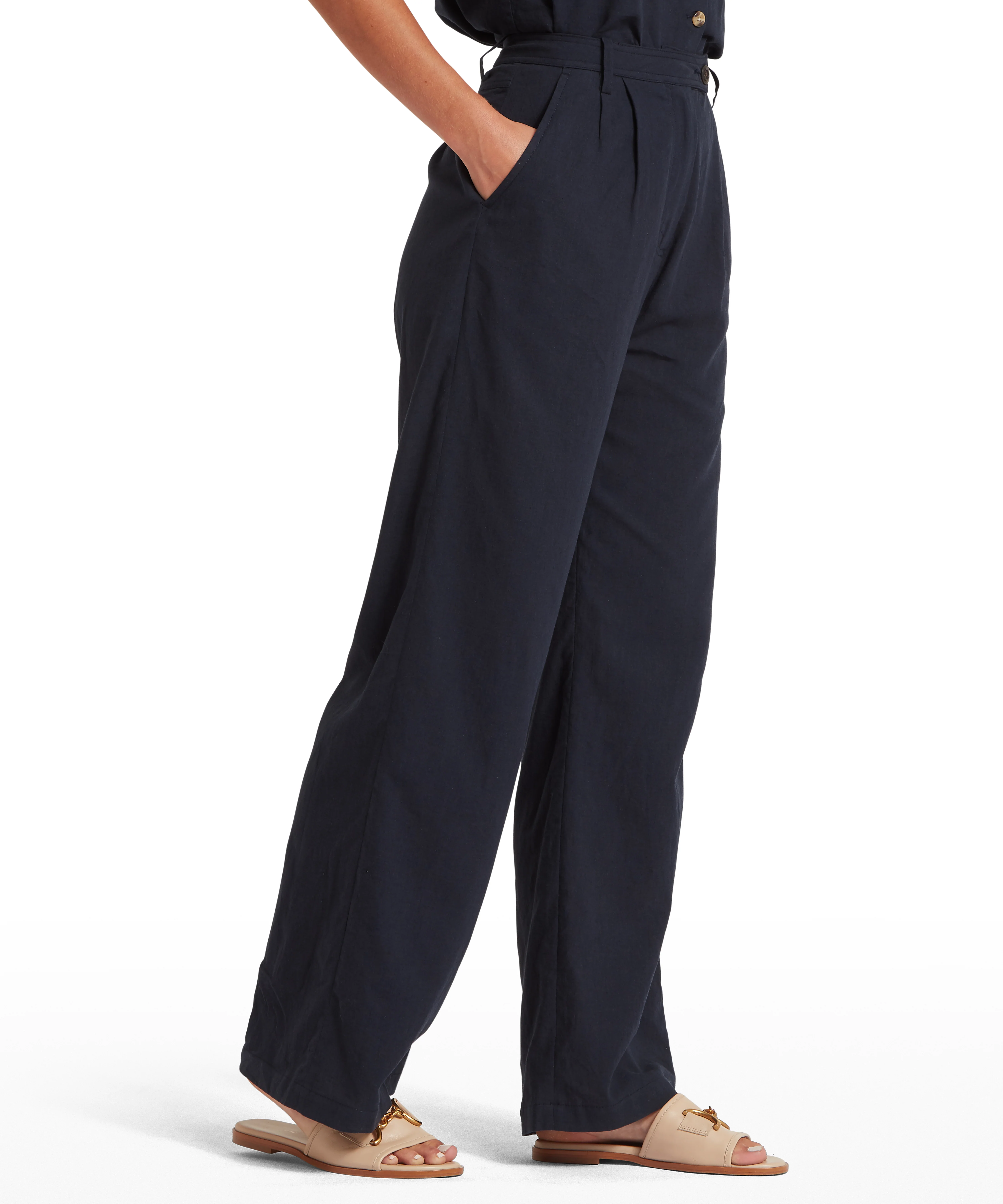 Dahlia Linen Trousers - Navy - Image 4