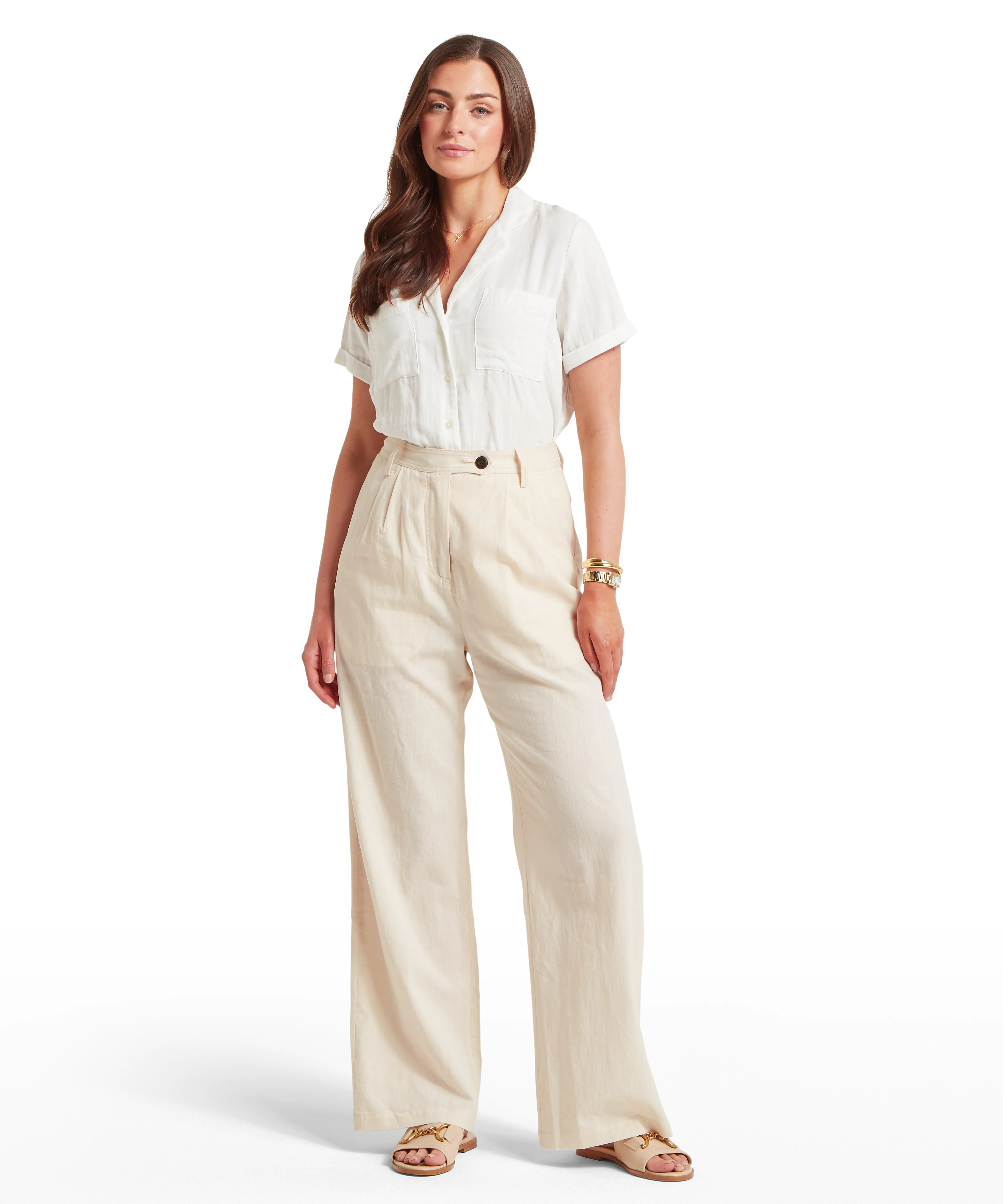 Dahlia Linen Trousers - Oat - Image 3