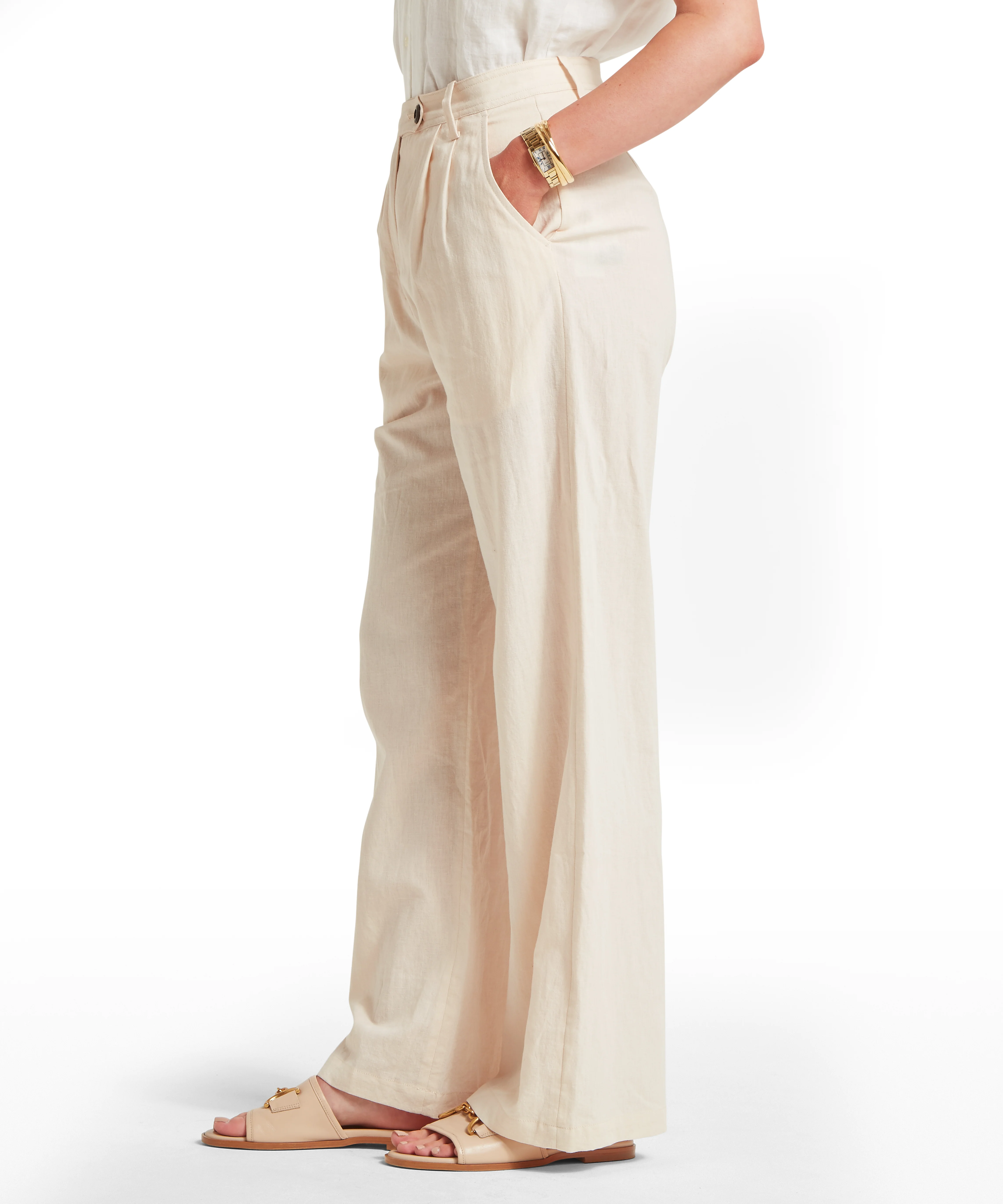 Dahlia Linen Trousers - Oat - Image 4