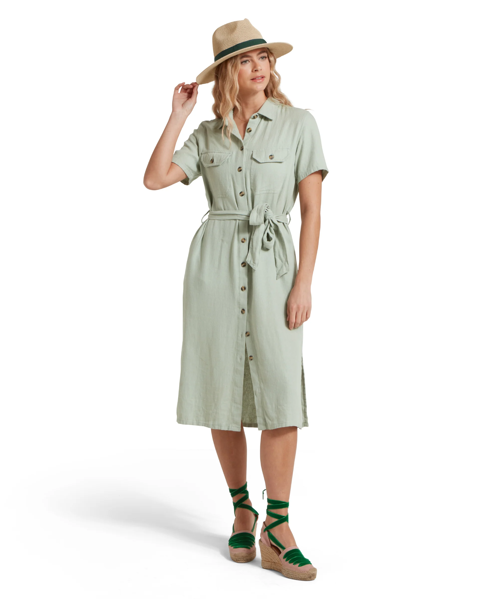 Daisy Linen Dress - Aqua Grey - Image 4