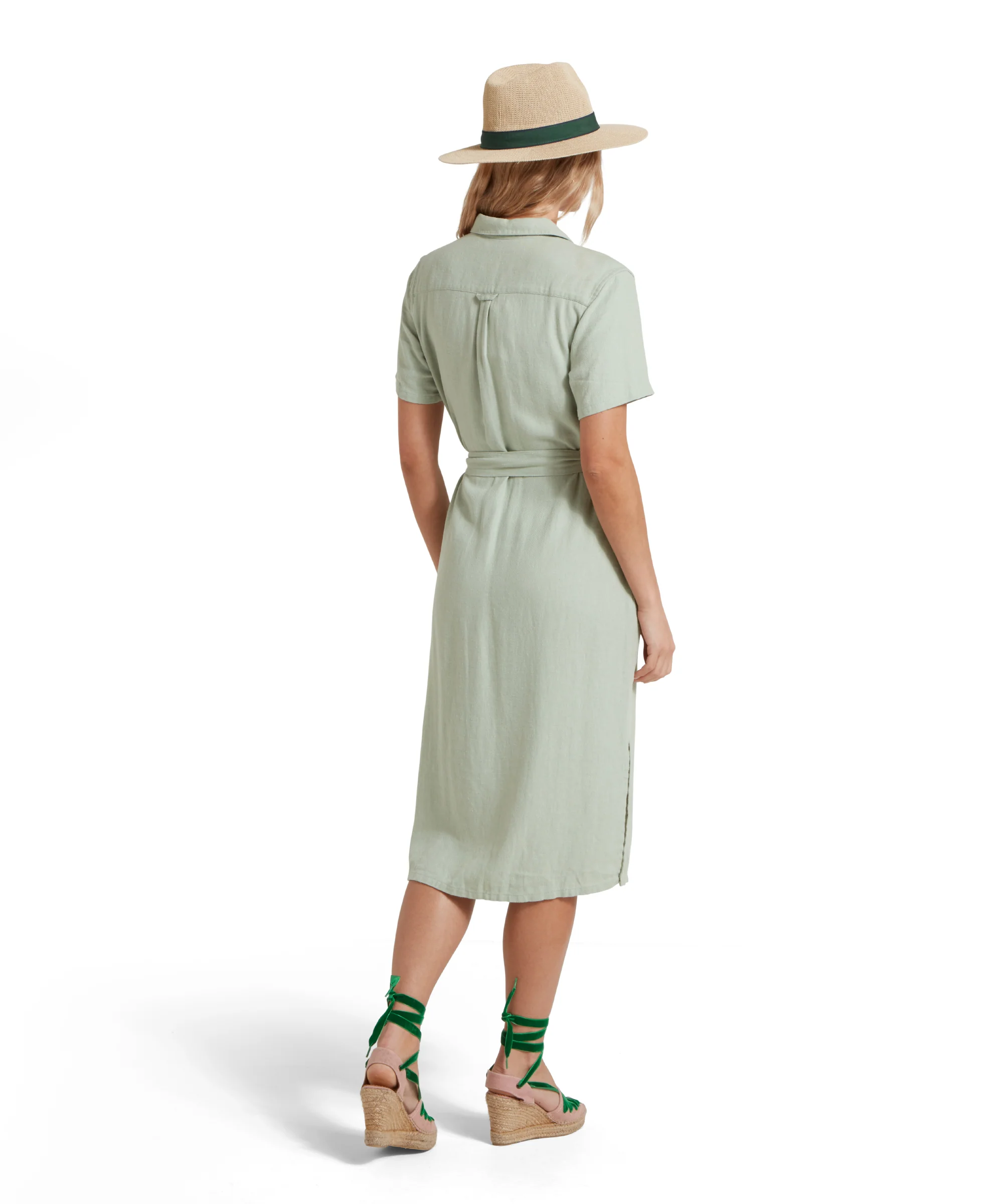 Daisy Linen Dress - Aqua Grey - Image 6