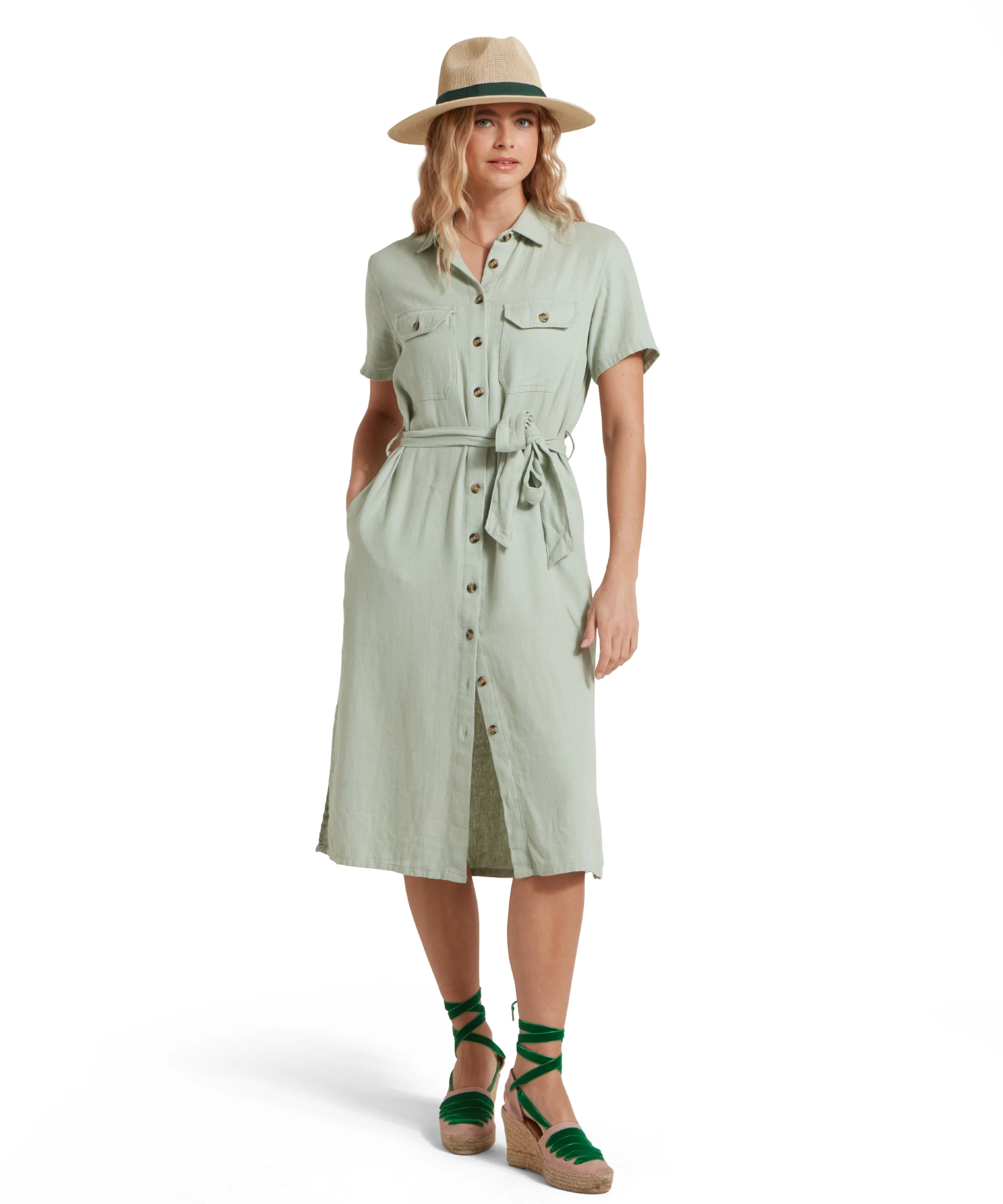 Daisy Linen Dress - Aqua Grey - Image 7