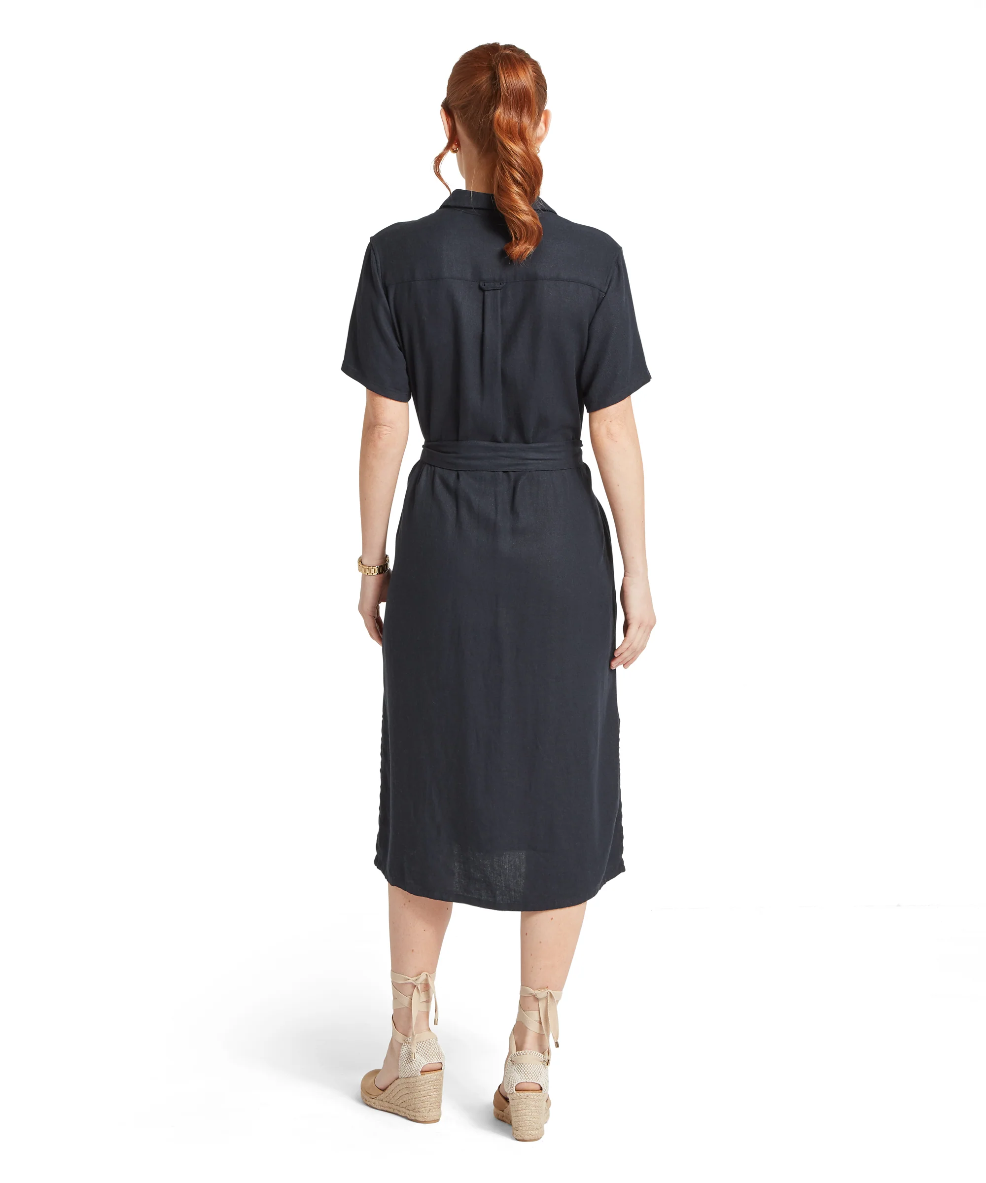 Daisy Linen Dress - Navy - Image 4